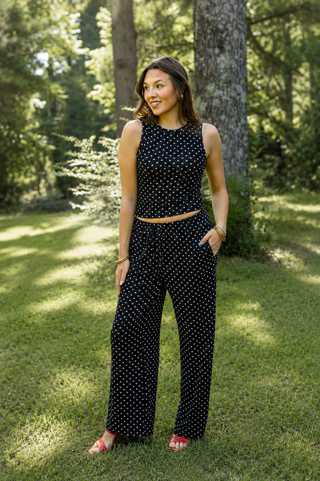 Polka Dot Ruched Tank