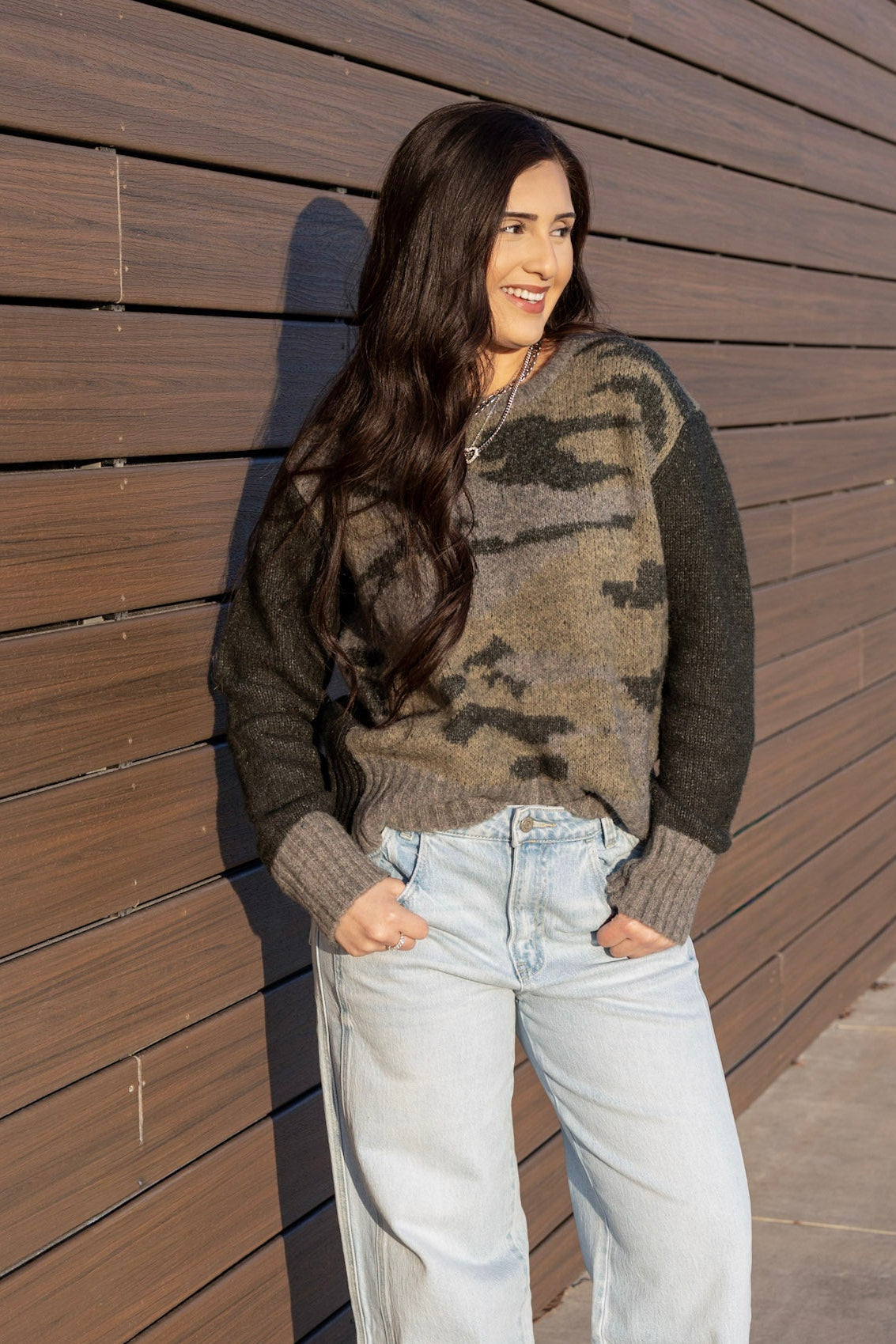 COLORBLOCK CAMO SWEATER