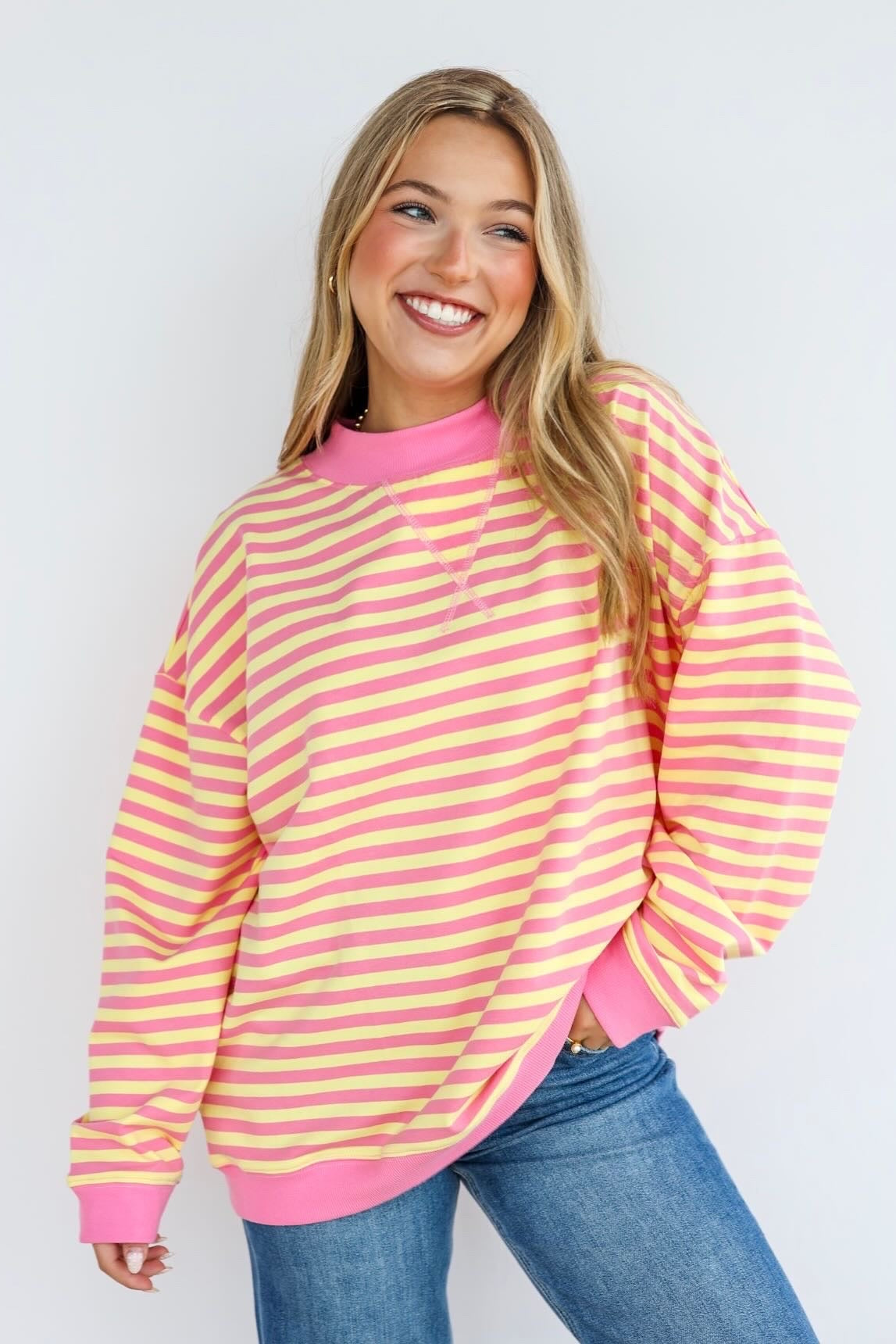 STRIPE CONTRAST SWEATER TOP