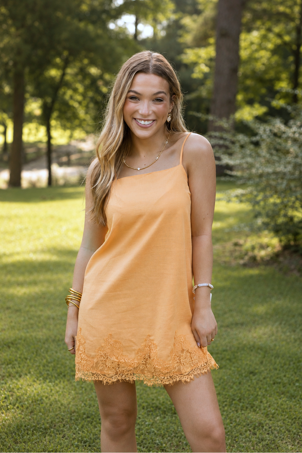 Lace Trim Slip Mini Dress