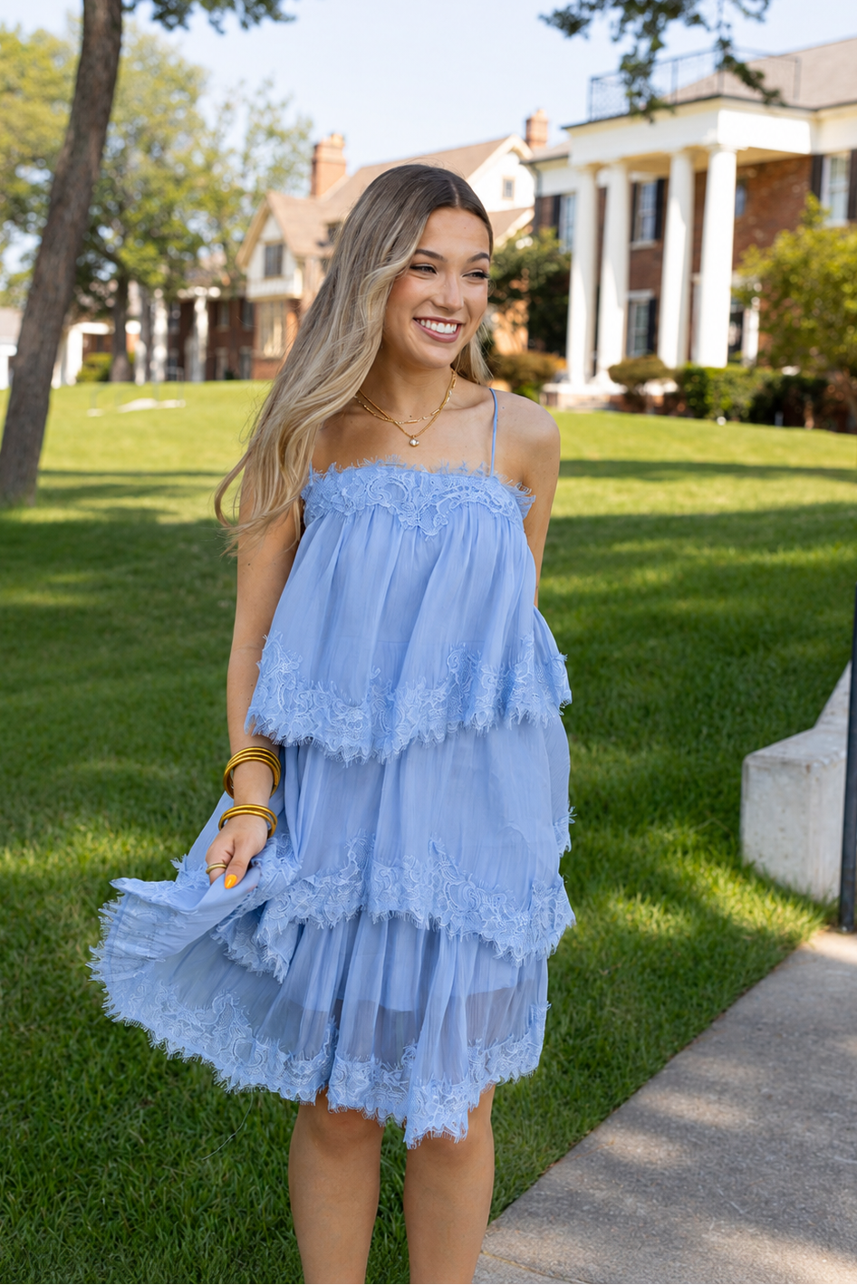 Sheer Tiered Mini Dress
