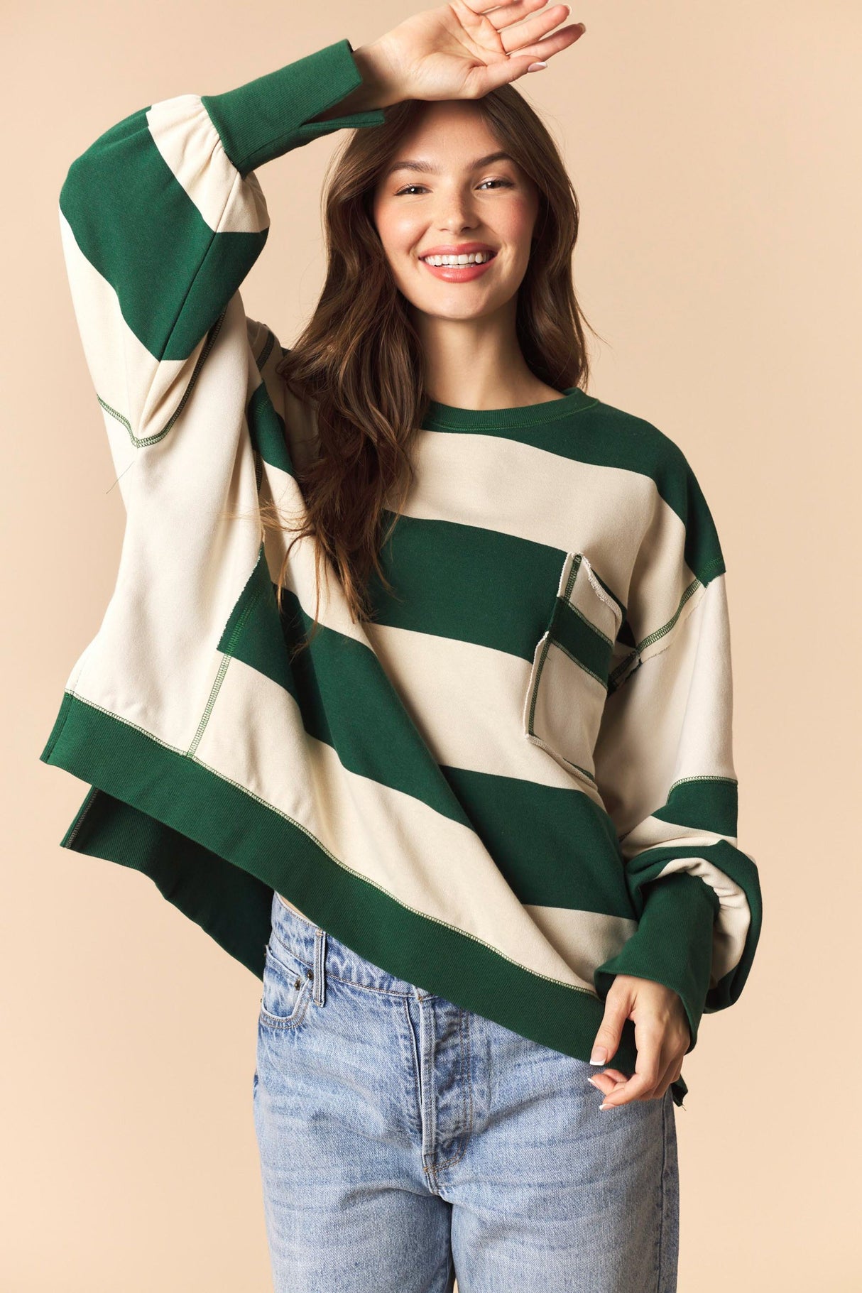 Bold Stripe Terry Sweatshirt