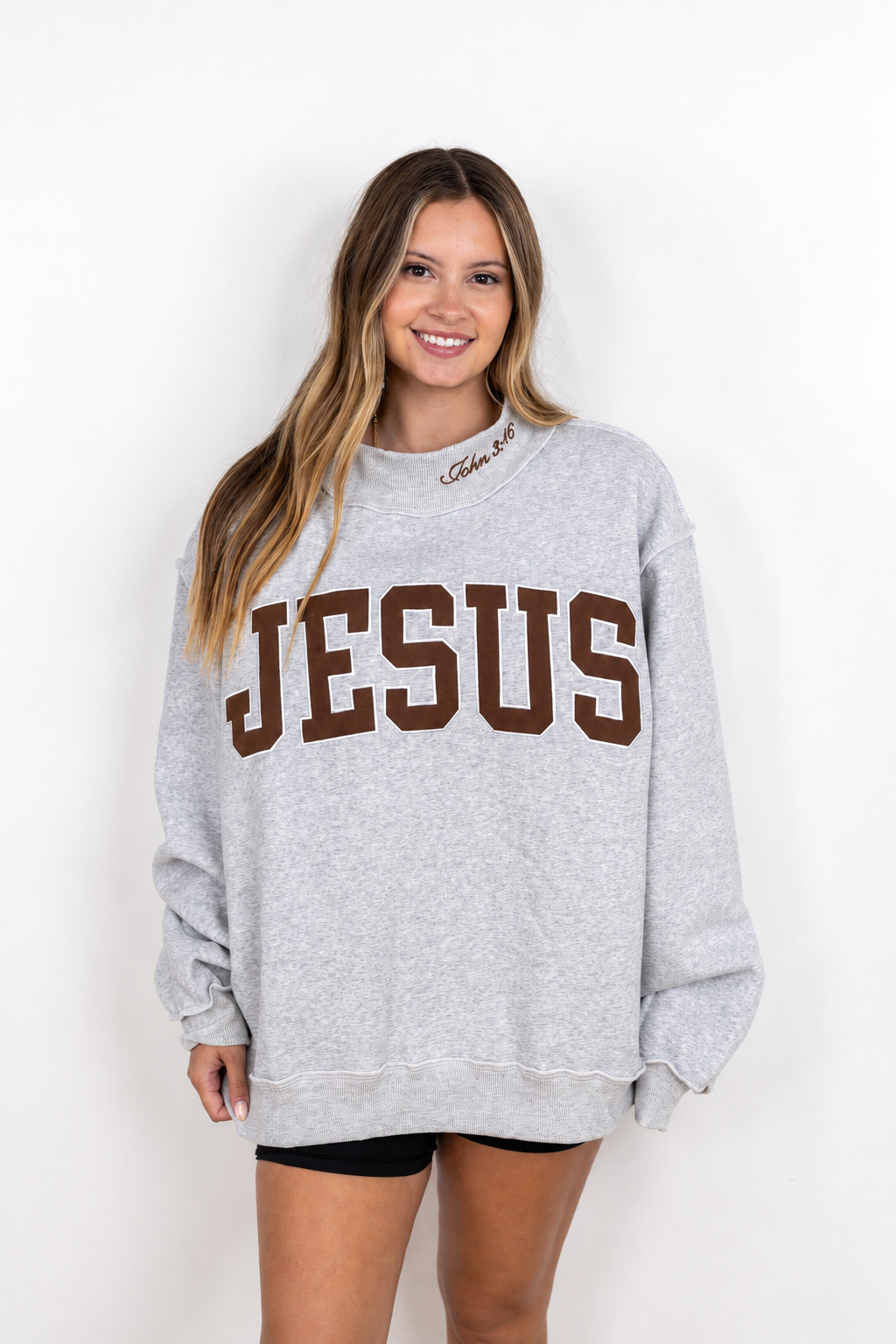 Jesus John 3:16 Embroidered Mockneck