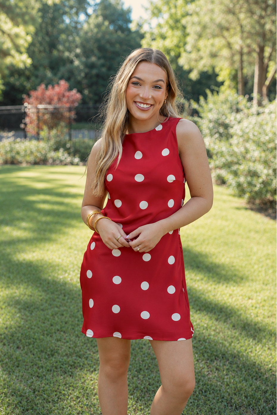 Polka Dot Open Back Mini Dress