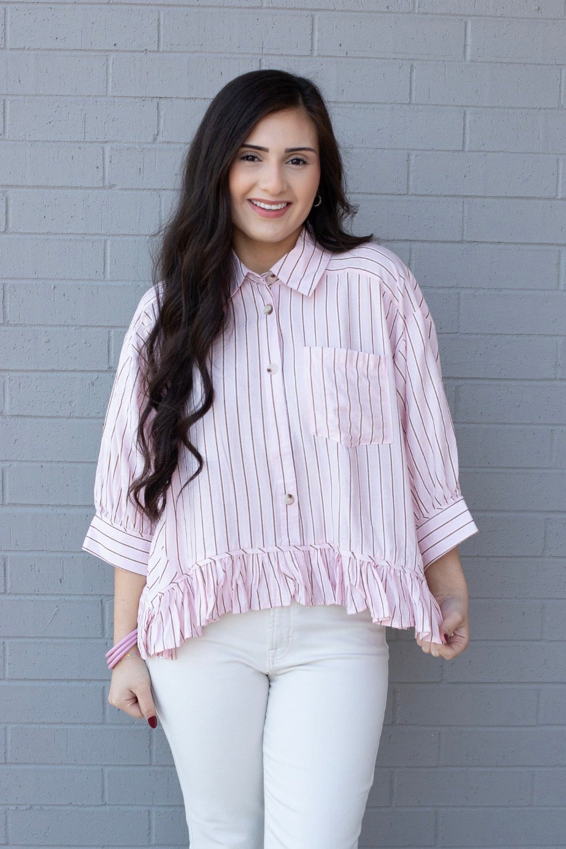 Stripe Ruffle Hem Top