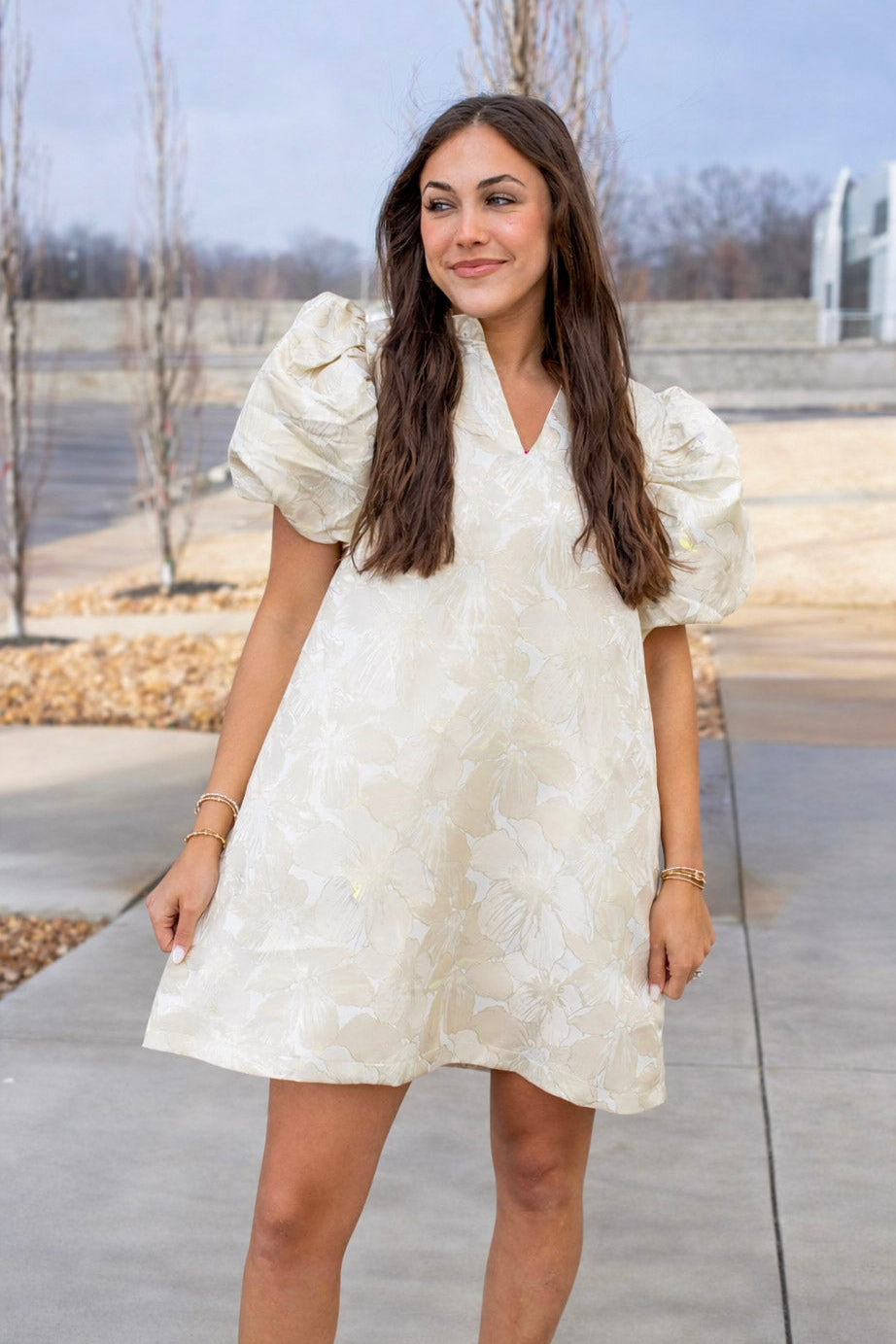 Goldleaf Floral Dress