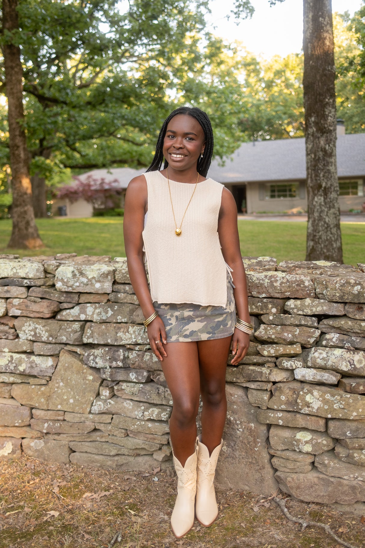 Camo Double Waistband Micro Mini Skirt