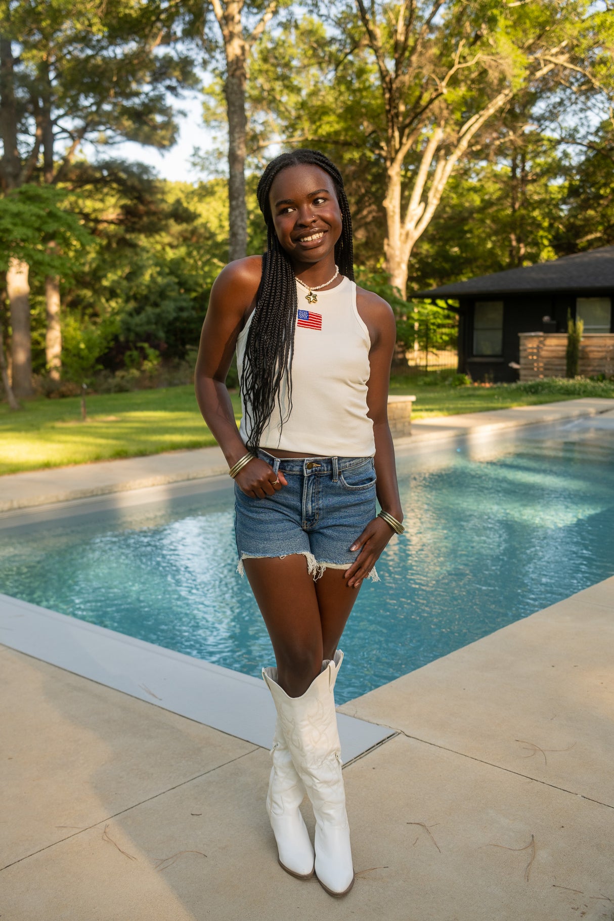 Usa Beads Ribbed Tank