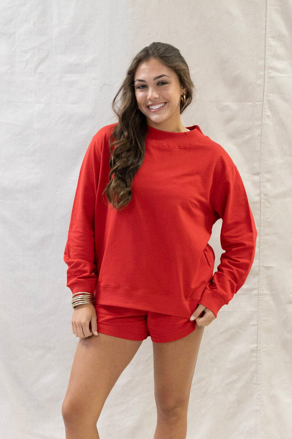 MOCK NECK TERRY SWEATSHIRT