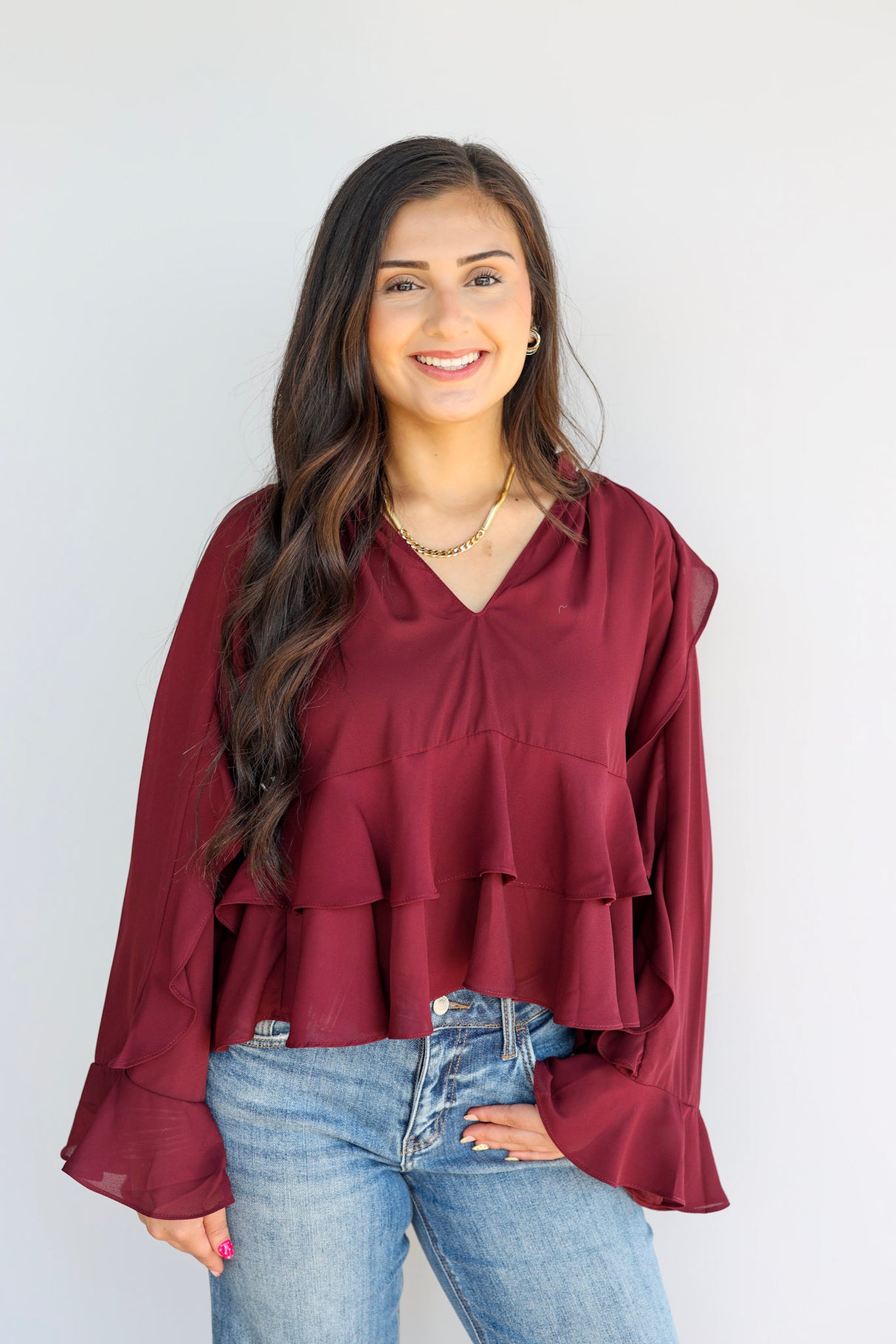 RUFFLE DETAIL BLOUSE
