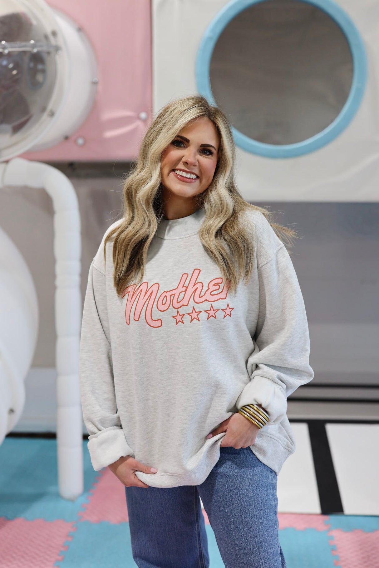 Mother Star Pink Mock Neck