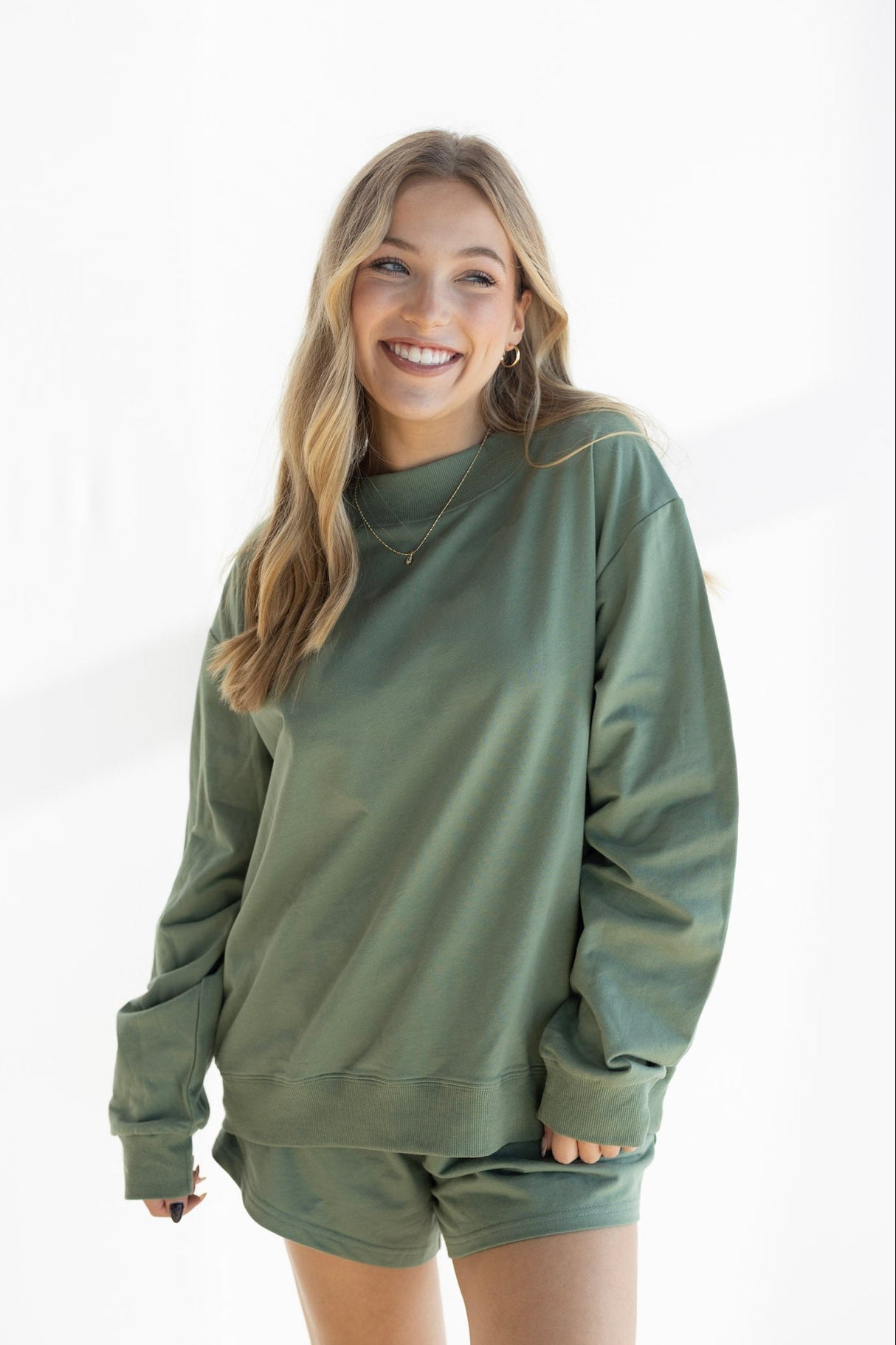 MOCK NECK TERRY SWEATSHIRT