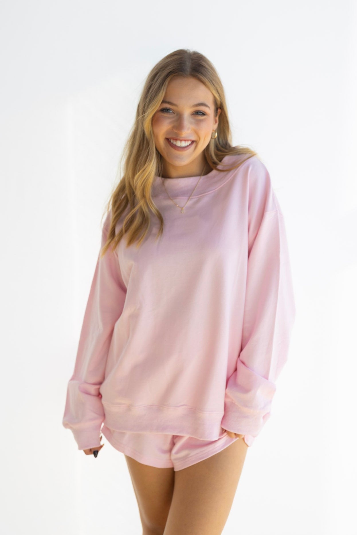 MOCK NECK TERRY SWEATSHIRT