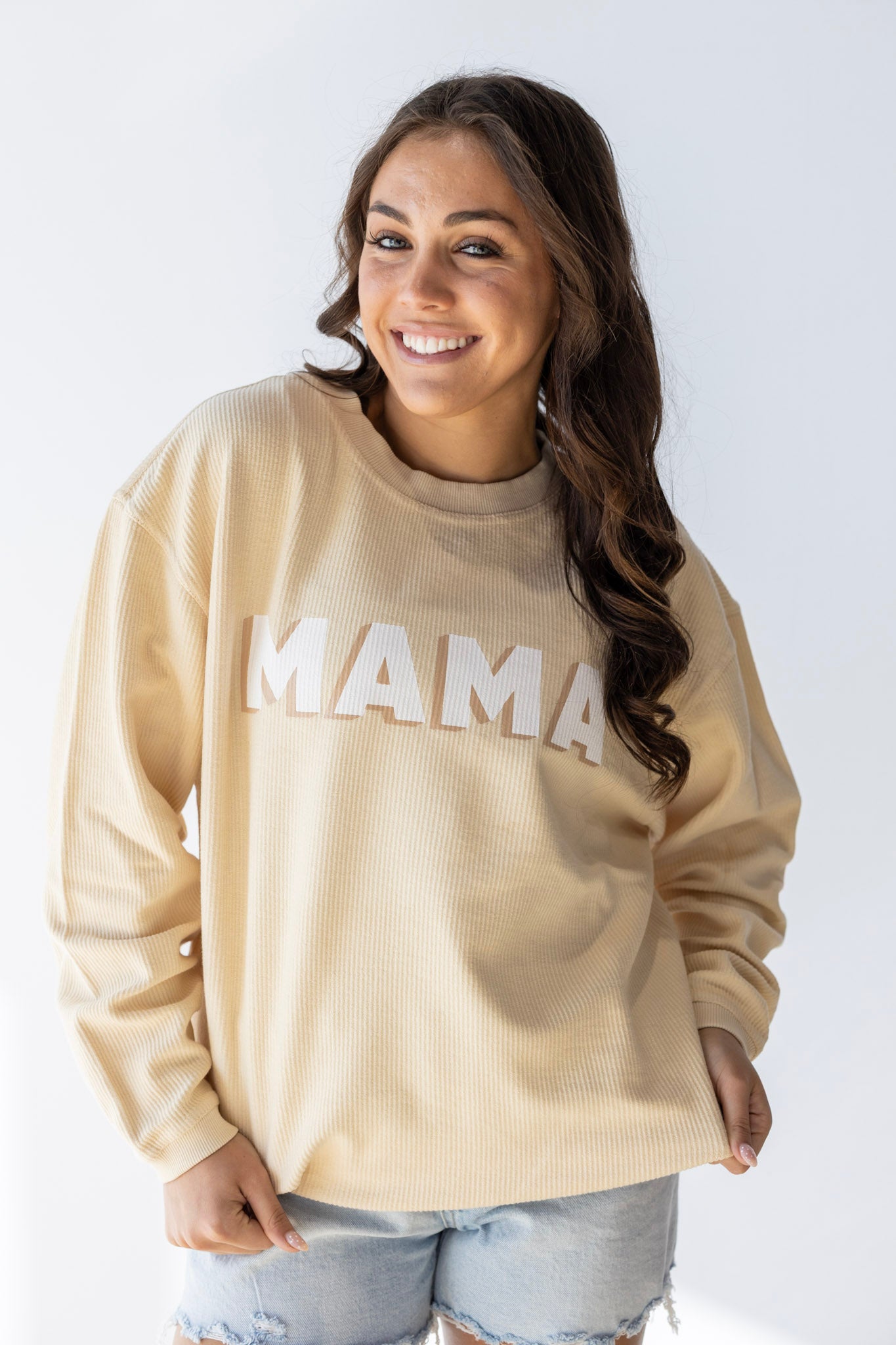 MAMA TAN CORDED SWEATSHIRT