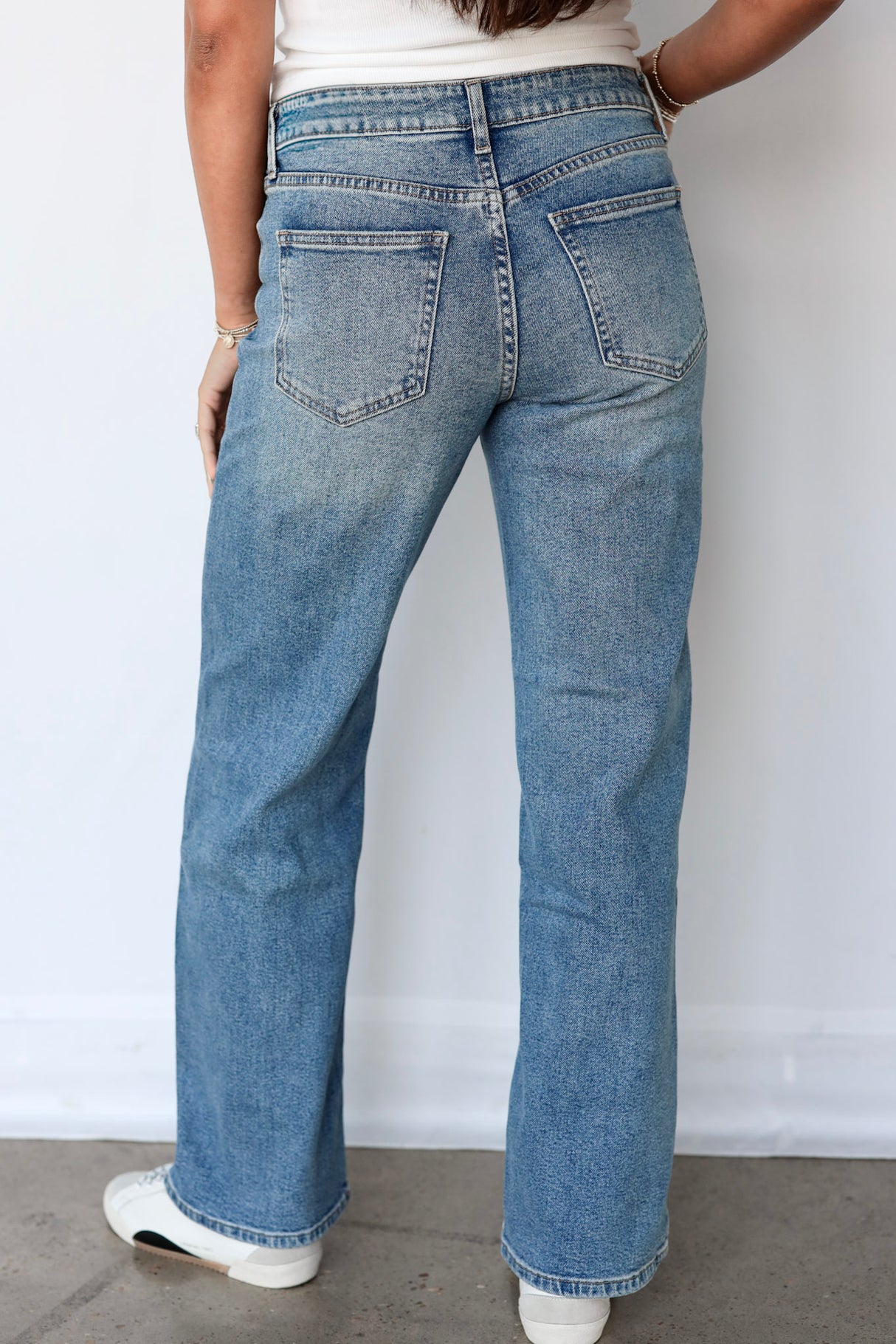 High Rise Full Length Straight Jeans