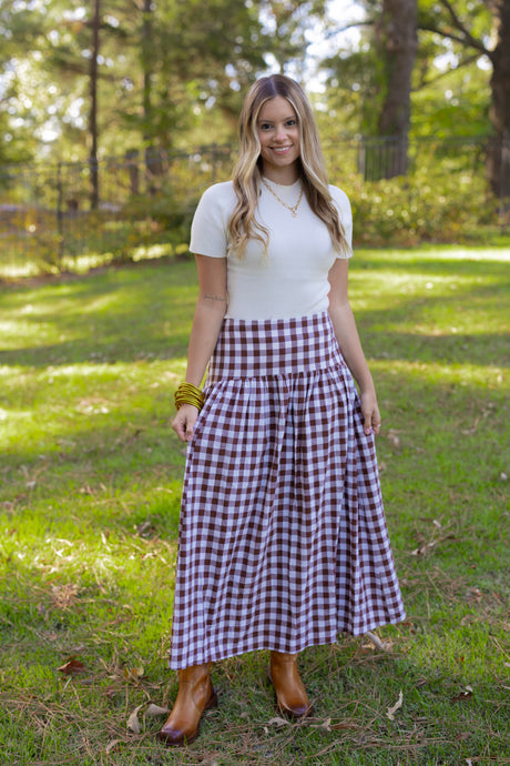 GINGHAM MAXI SKIRT