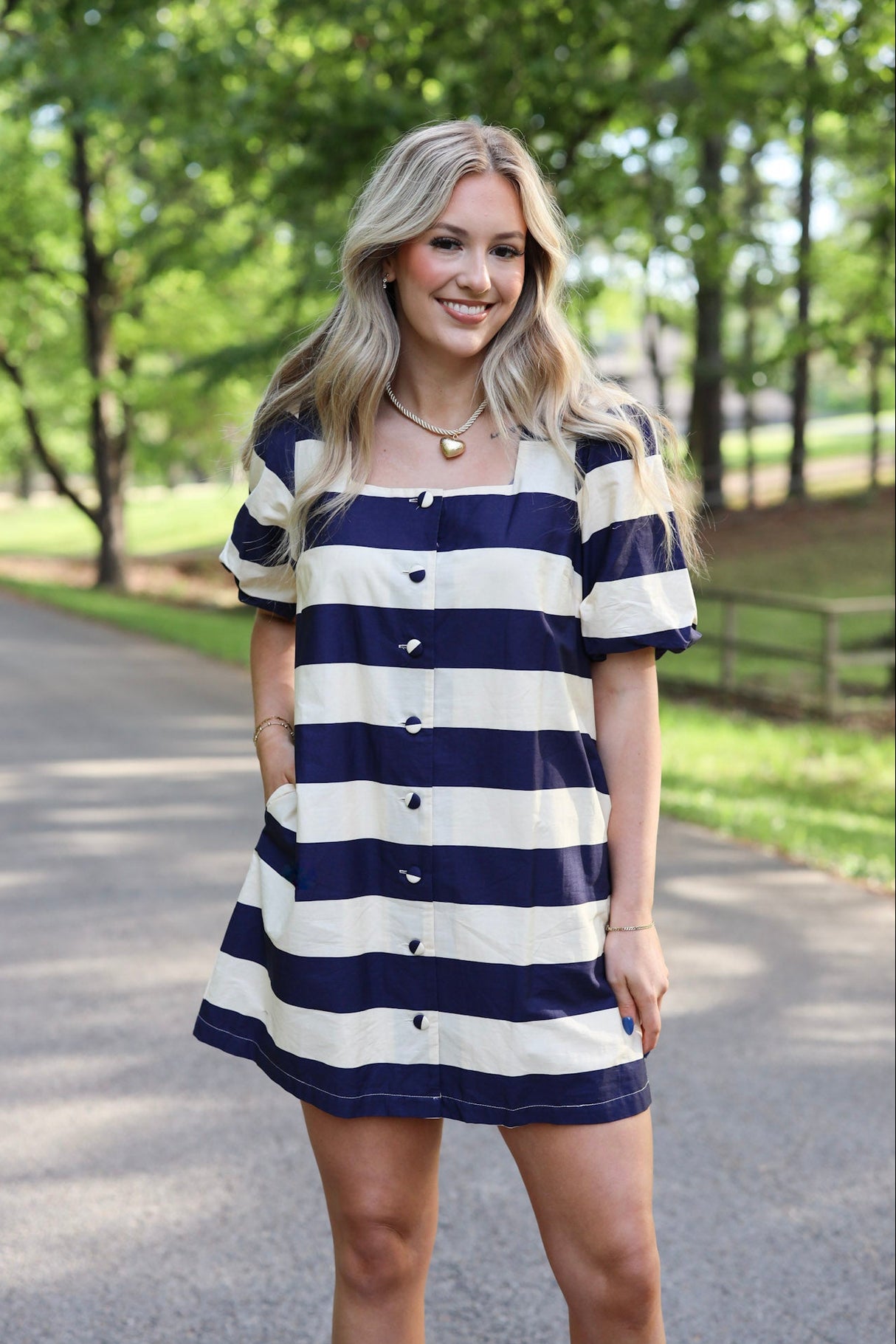 Sailor Striped Button Front Dress