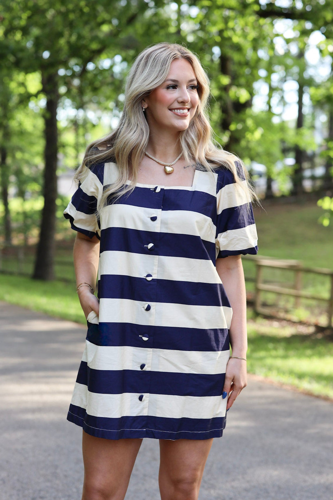 Sailor Striped Button Front Dress