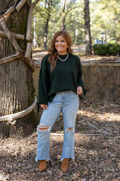 TWO TONE SIDE TIE SWEATER