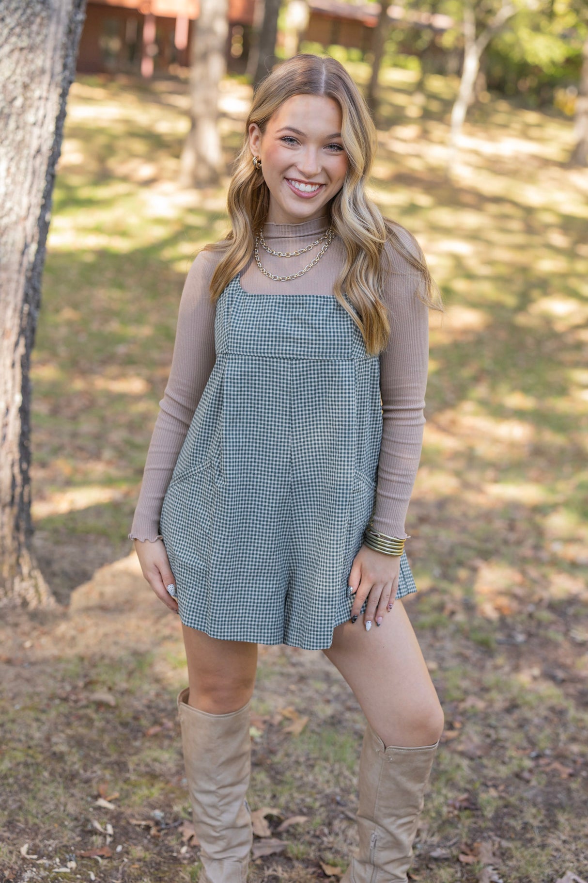 PERI PLAID RELAXED ROMPER