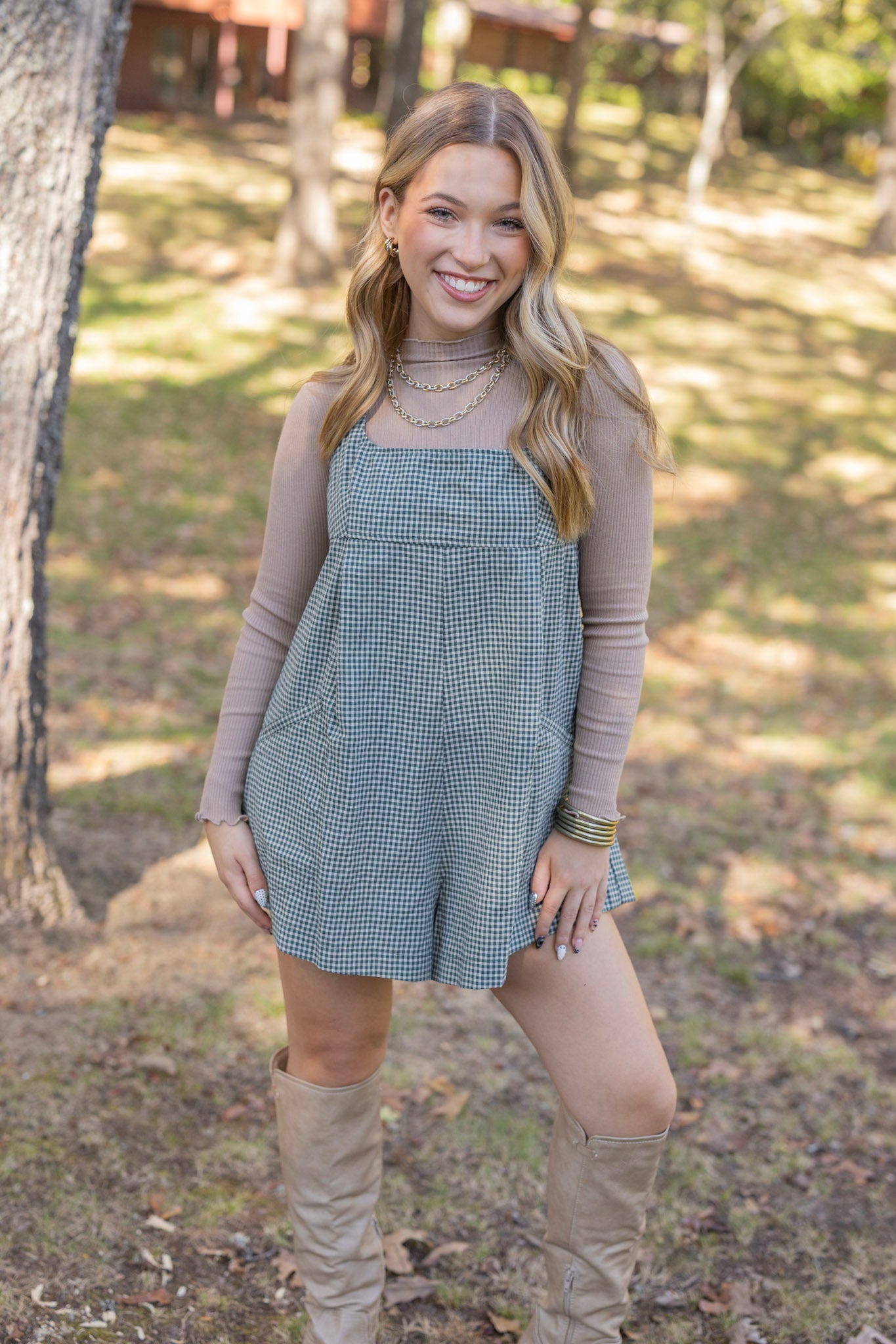 PERI PLAID RELAXED ROMPER