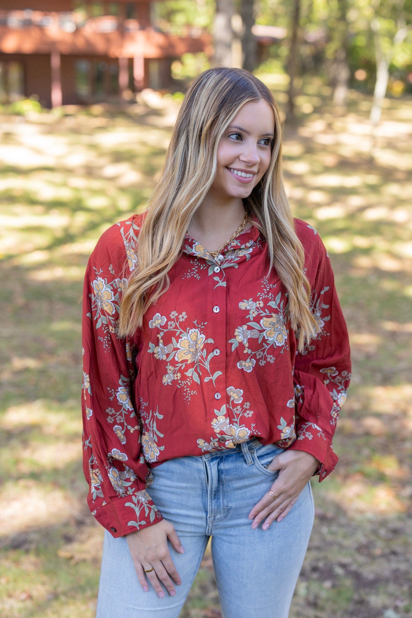 WARM PETALS LONG SLEEVE BLOUSE