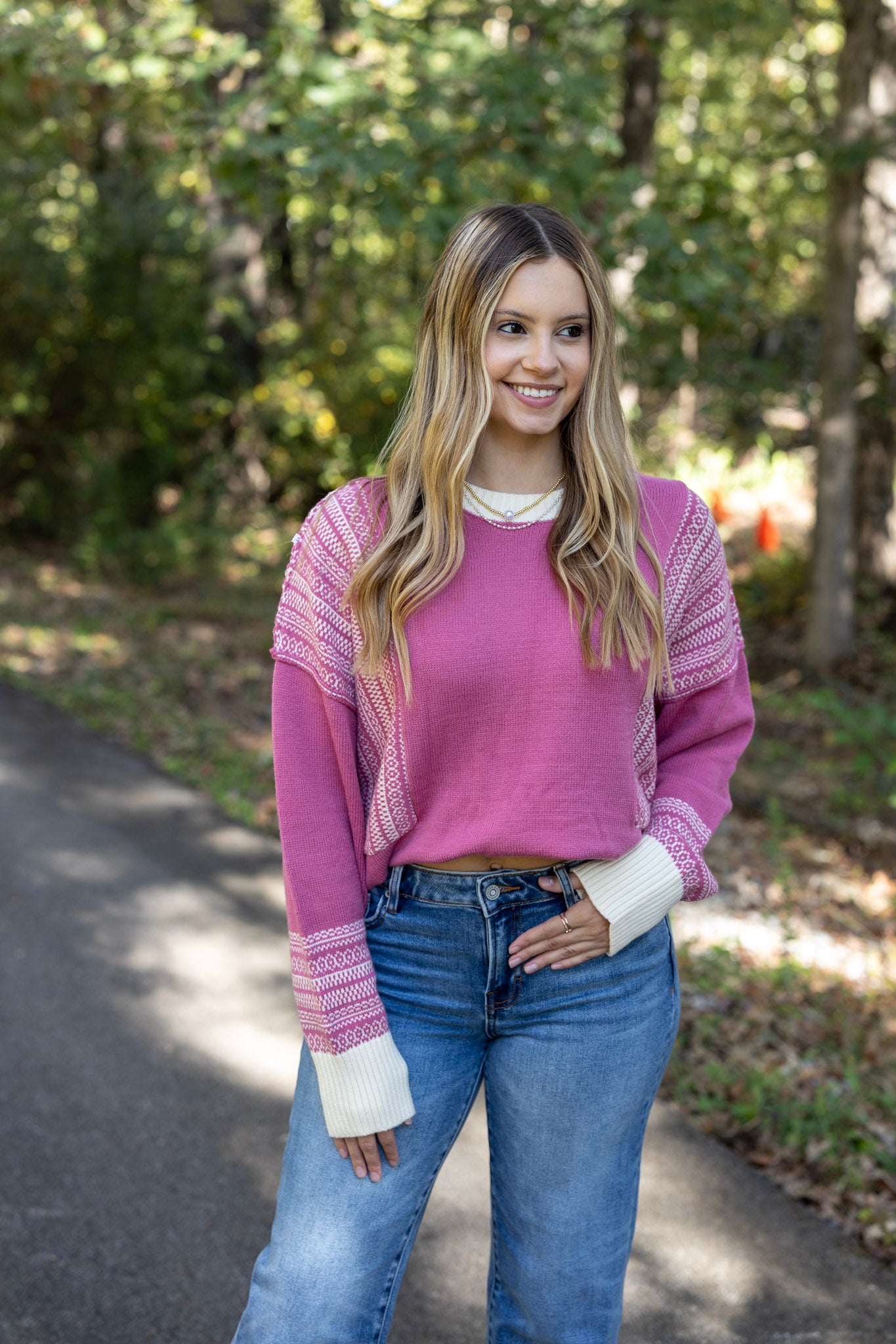 FAIR ISLE PANEL TUNIC SWEATER
