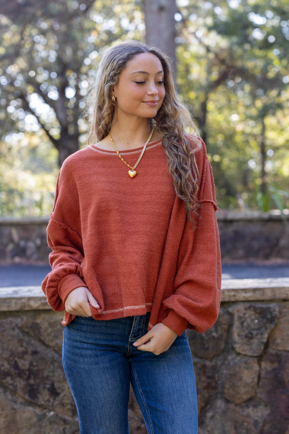 Reverse Stitch Overlap Top (Multiple Colors)