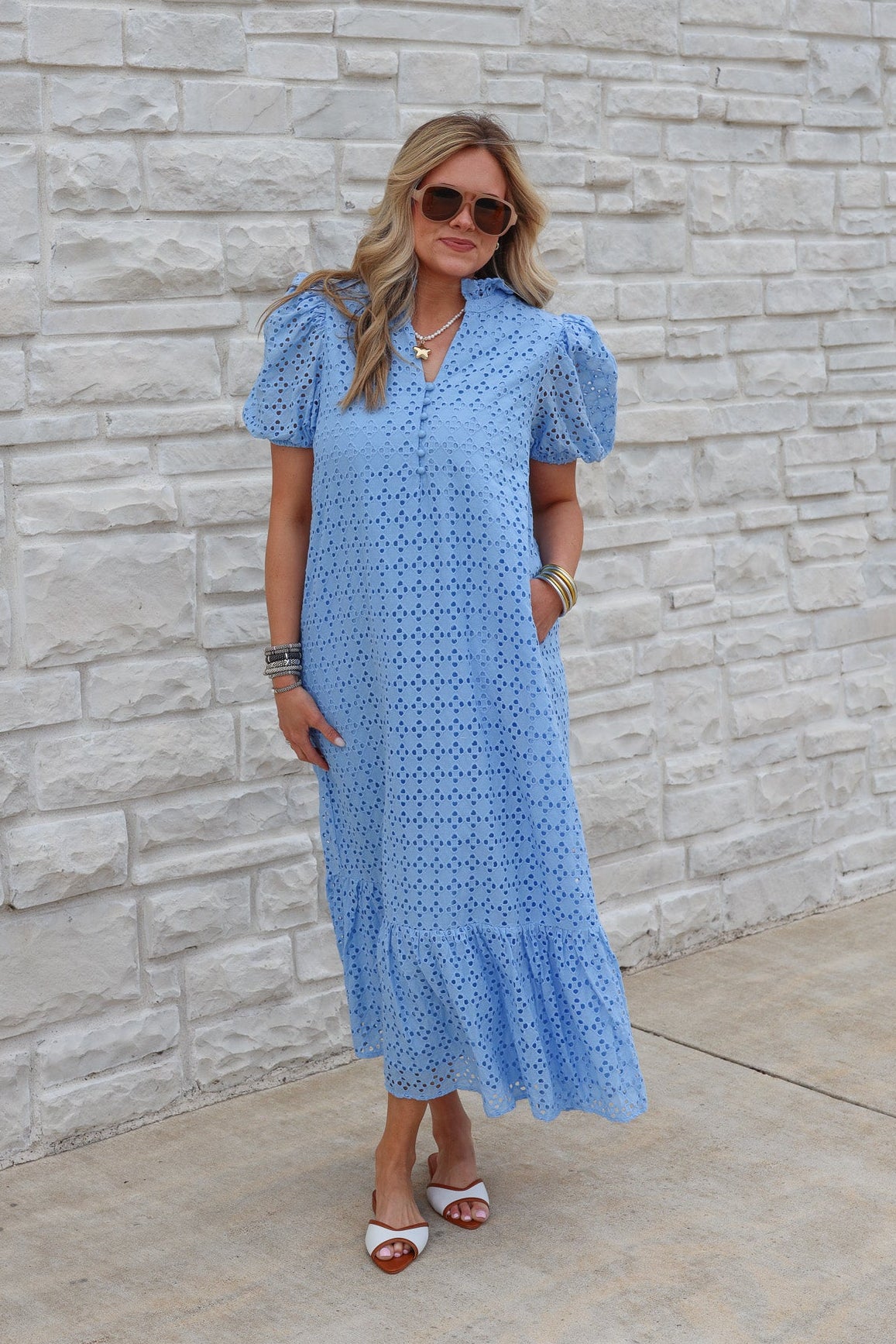 Eyelet Long Dress