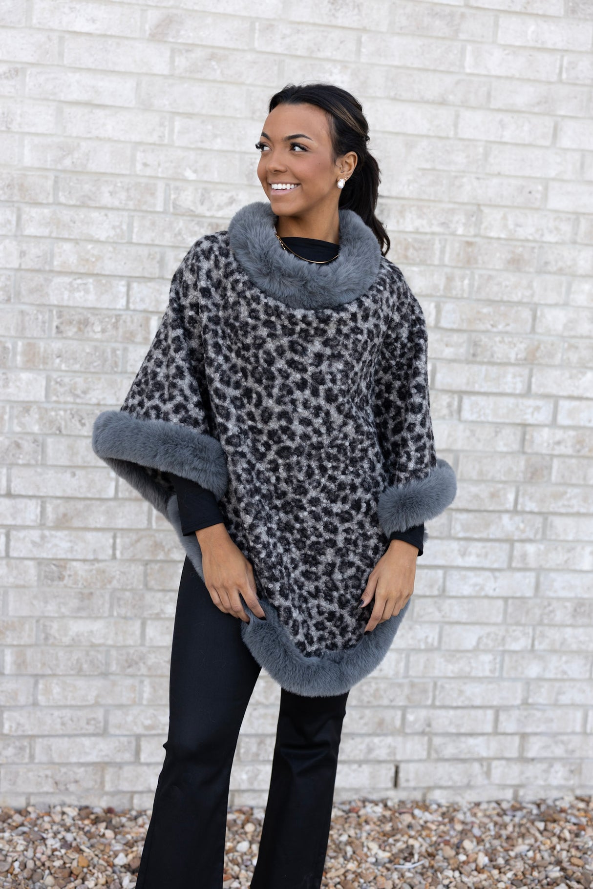 FUR LINED LEOPARD SHAWL