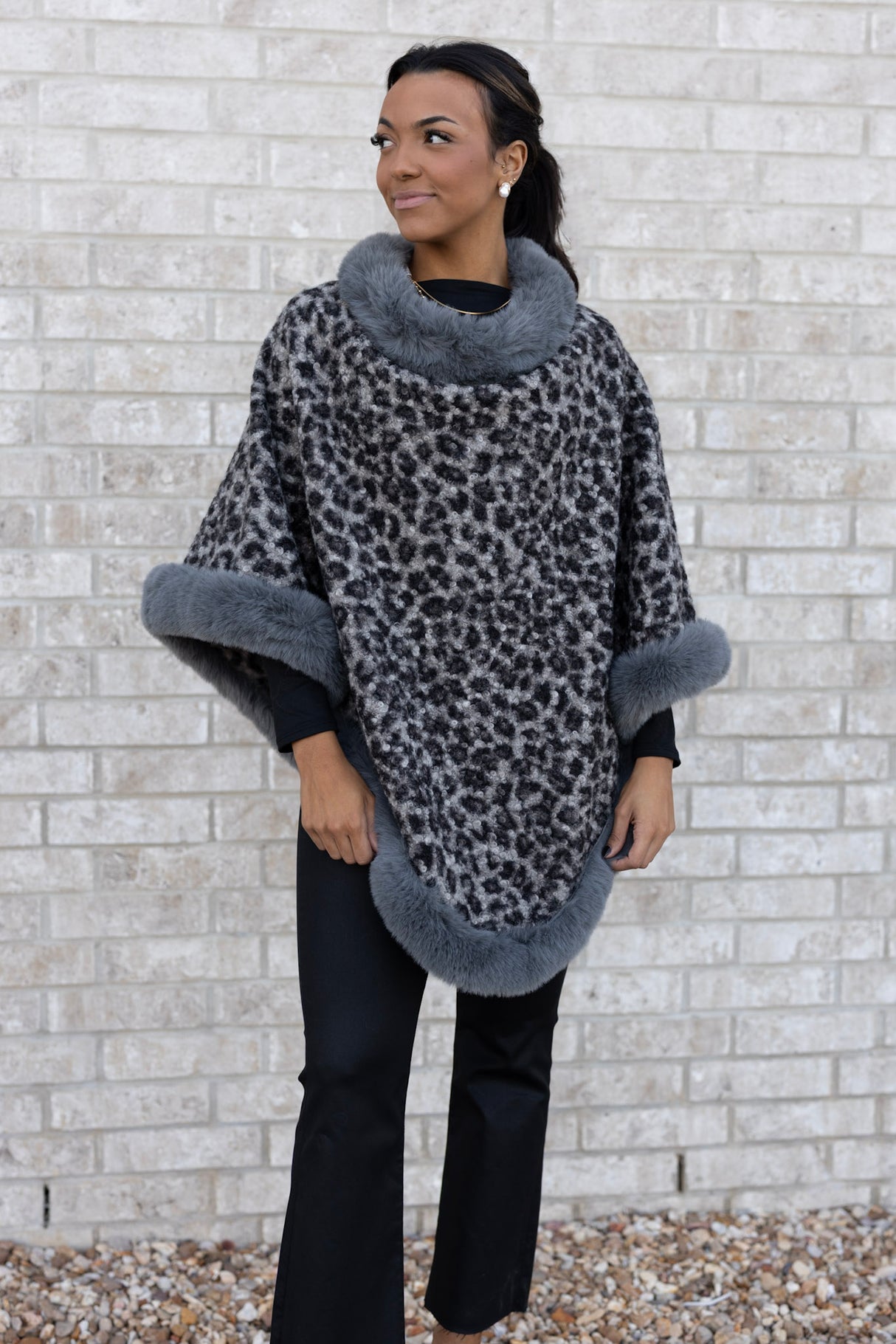 FUR LINED LEOPARD SHAWL