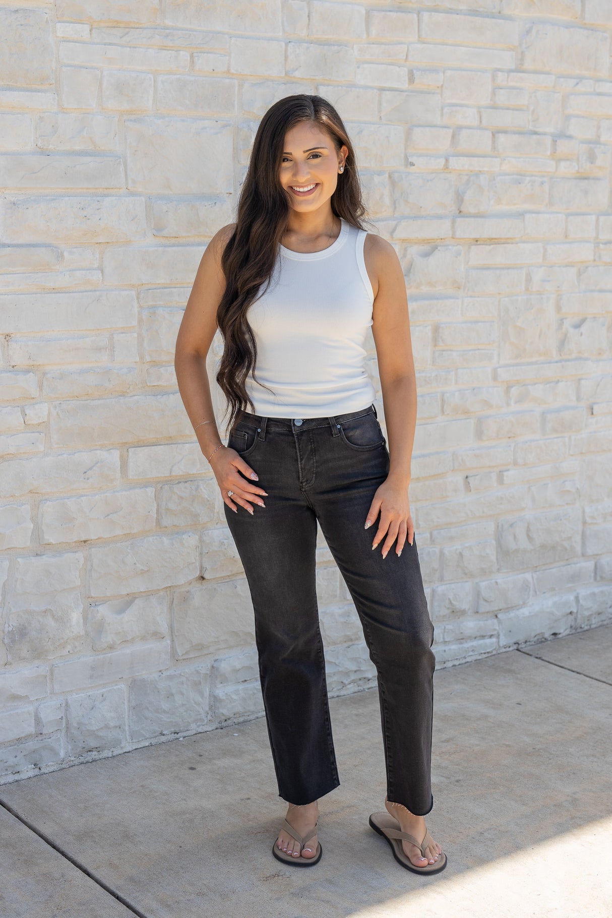 Tara Mid Rise Crop Straight Jeans