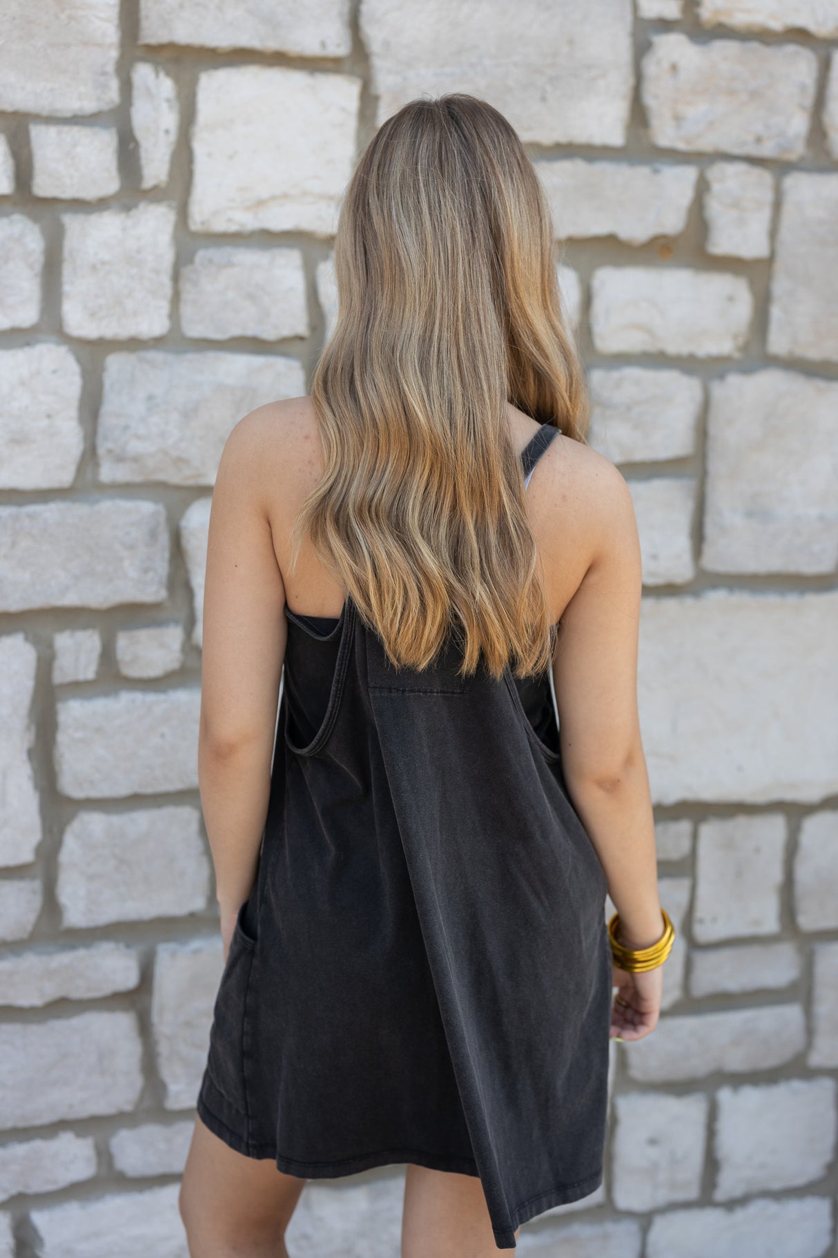 Washed Sporty Mini Romper (Black)
