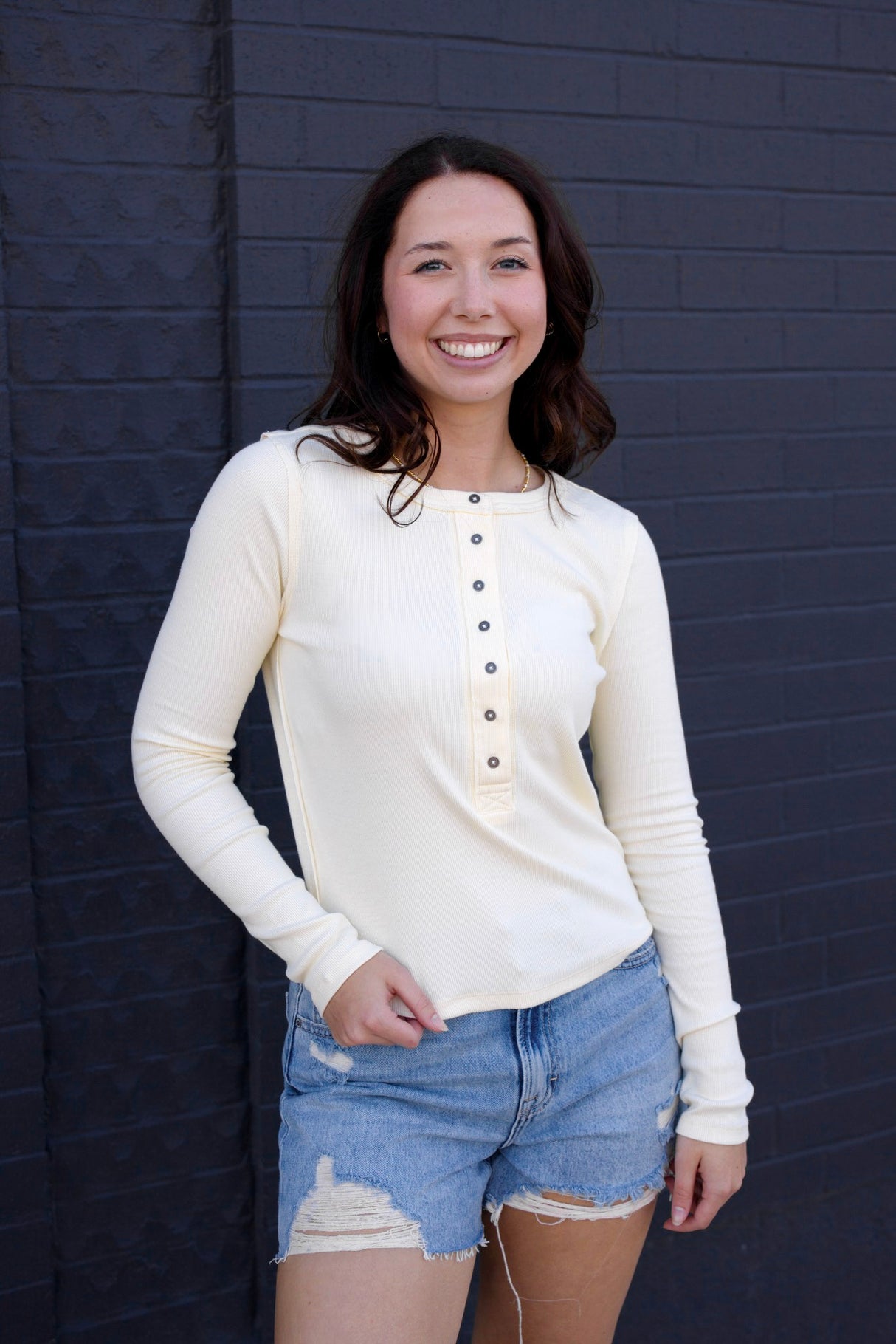 Henley Button Closures Top