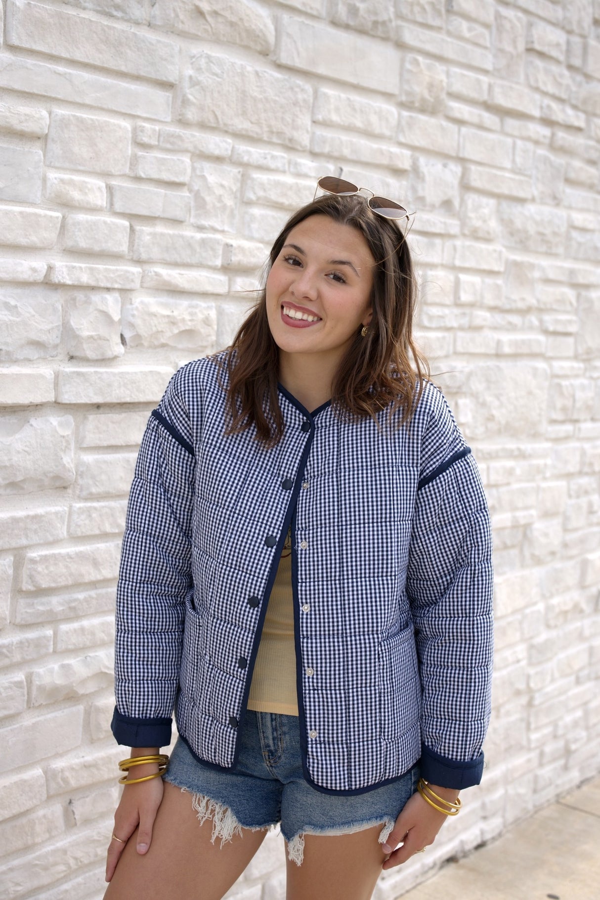 GINGHAM QUILTED JACKET