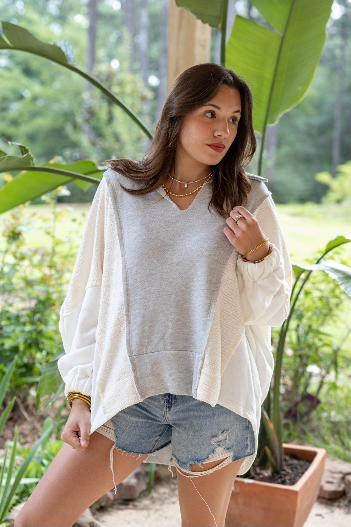 Colorblock Collar Top