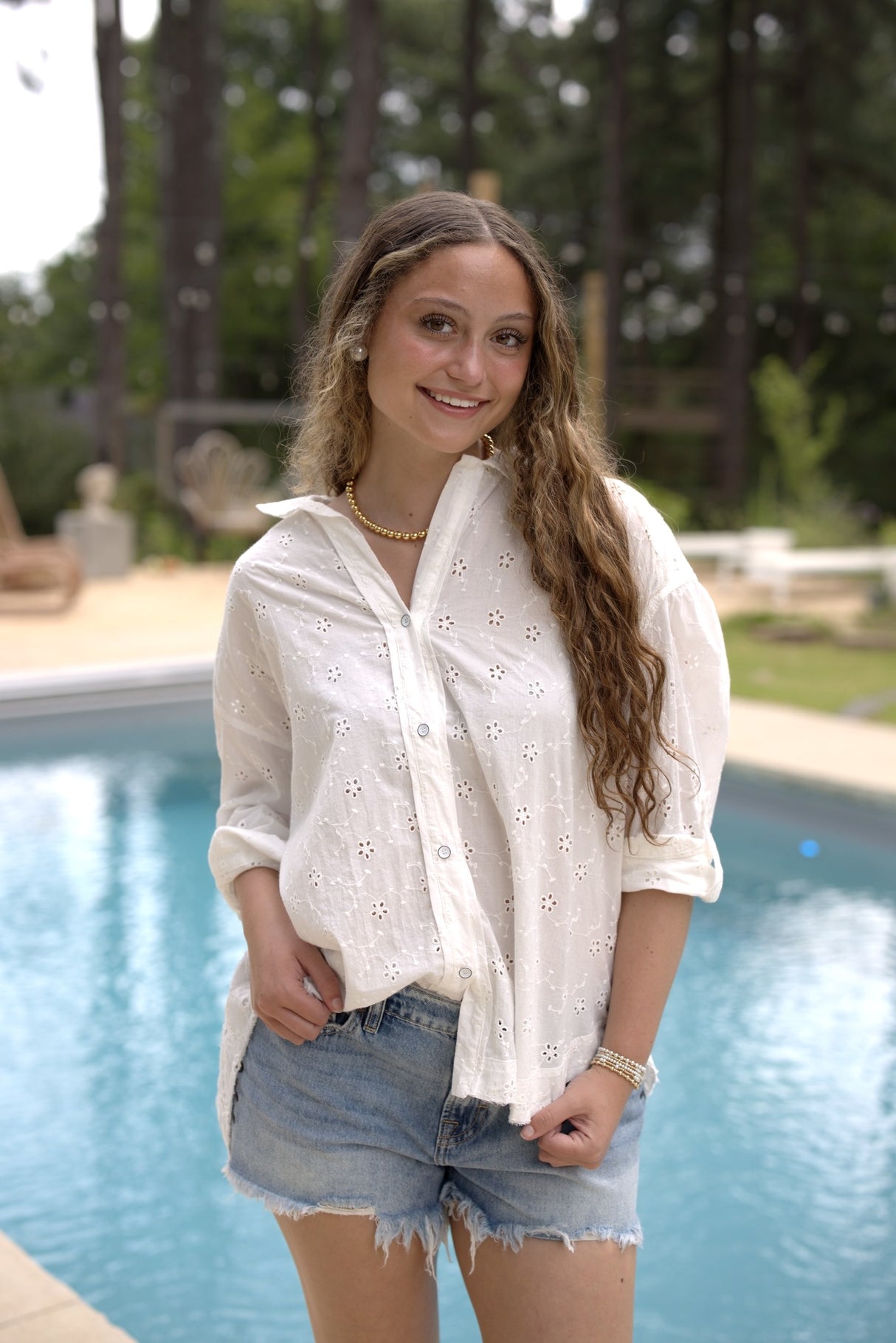 Washed Eyelet Shirt