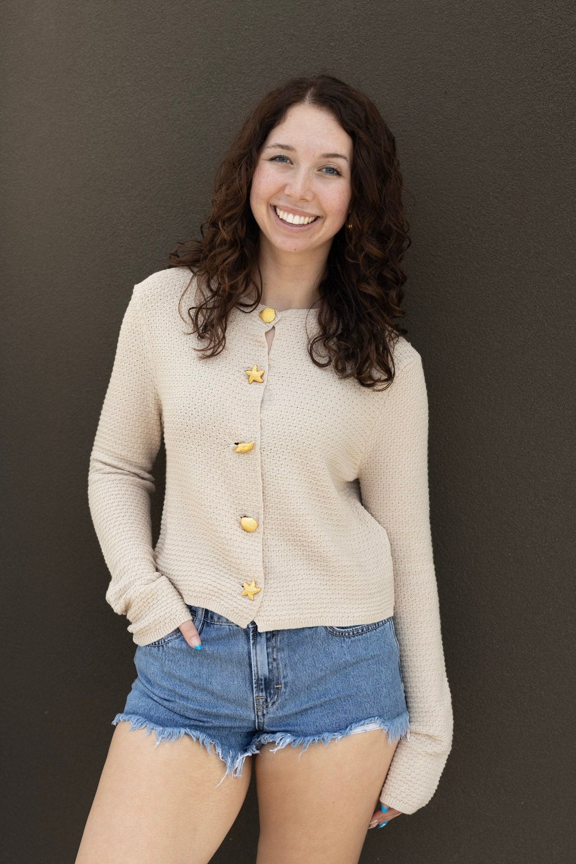 Sea Shell Button Knit Cardigan