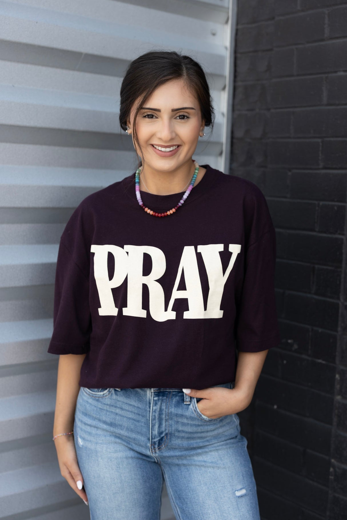 PRAY Mock Neck Tee