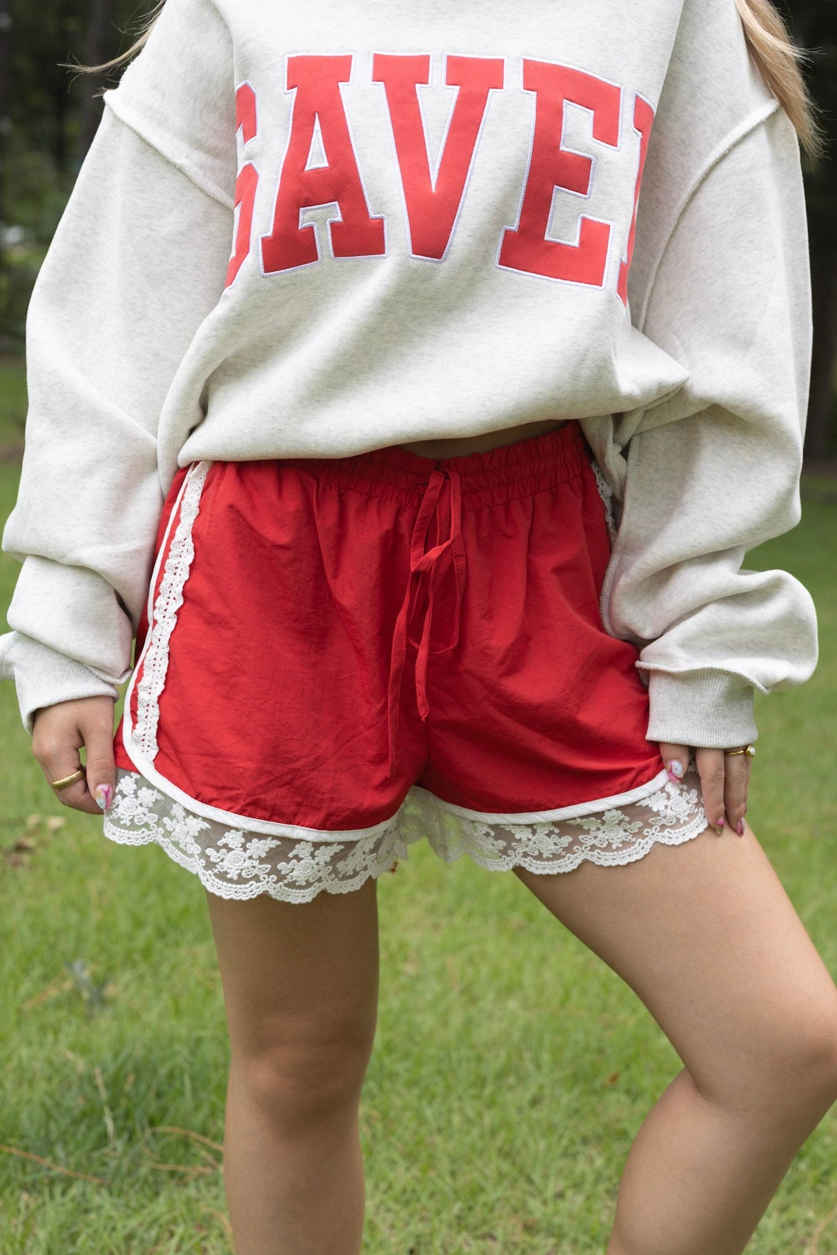 Lace Trim Athletic Shorts