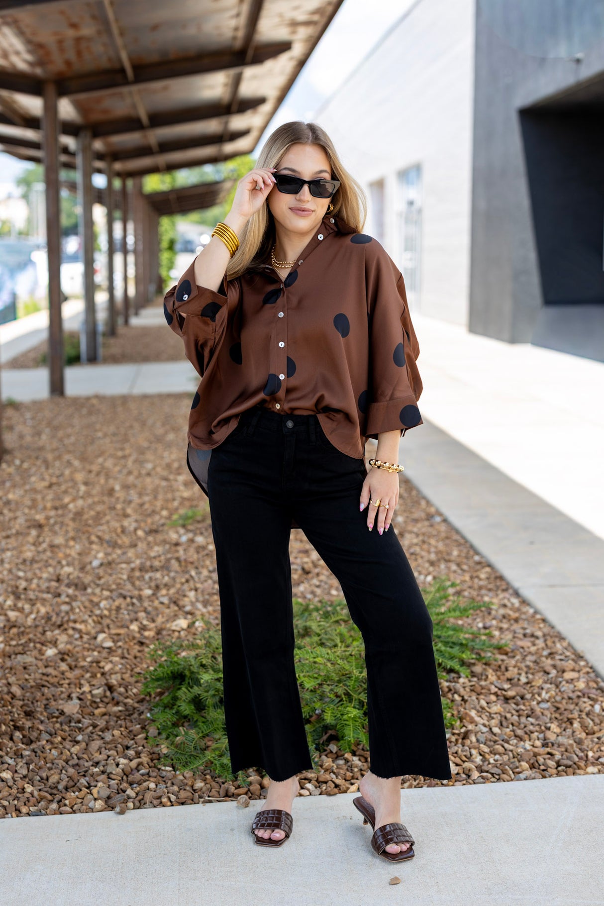 Polka Dot Puff Top Plus