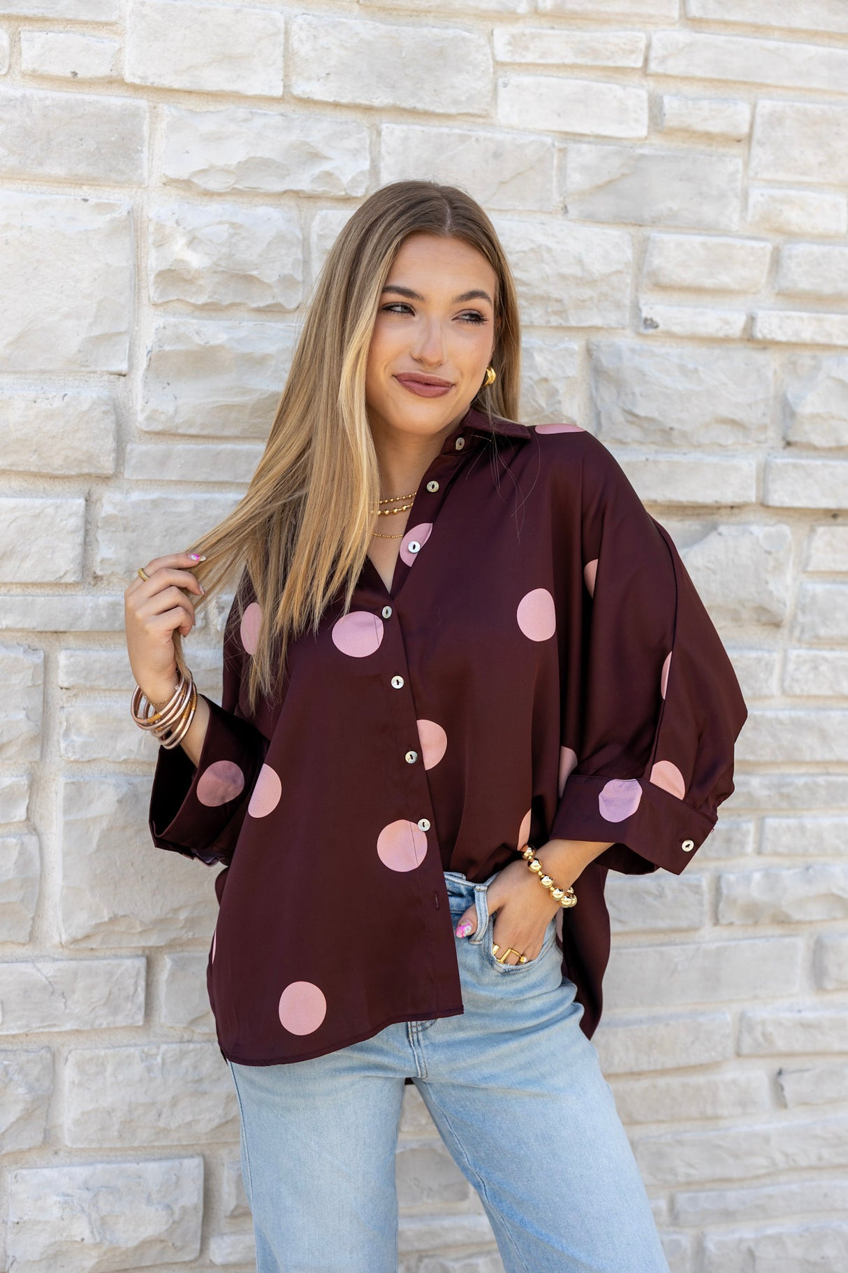Polka Dot Puff Top