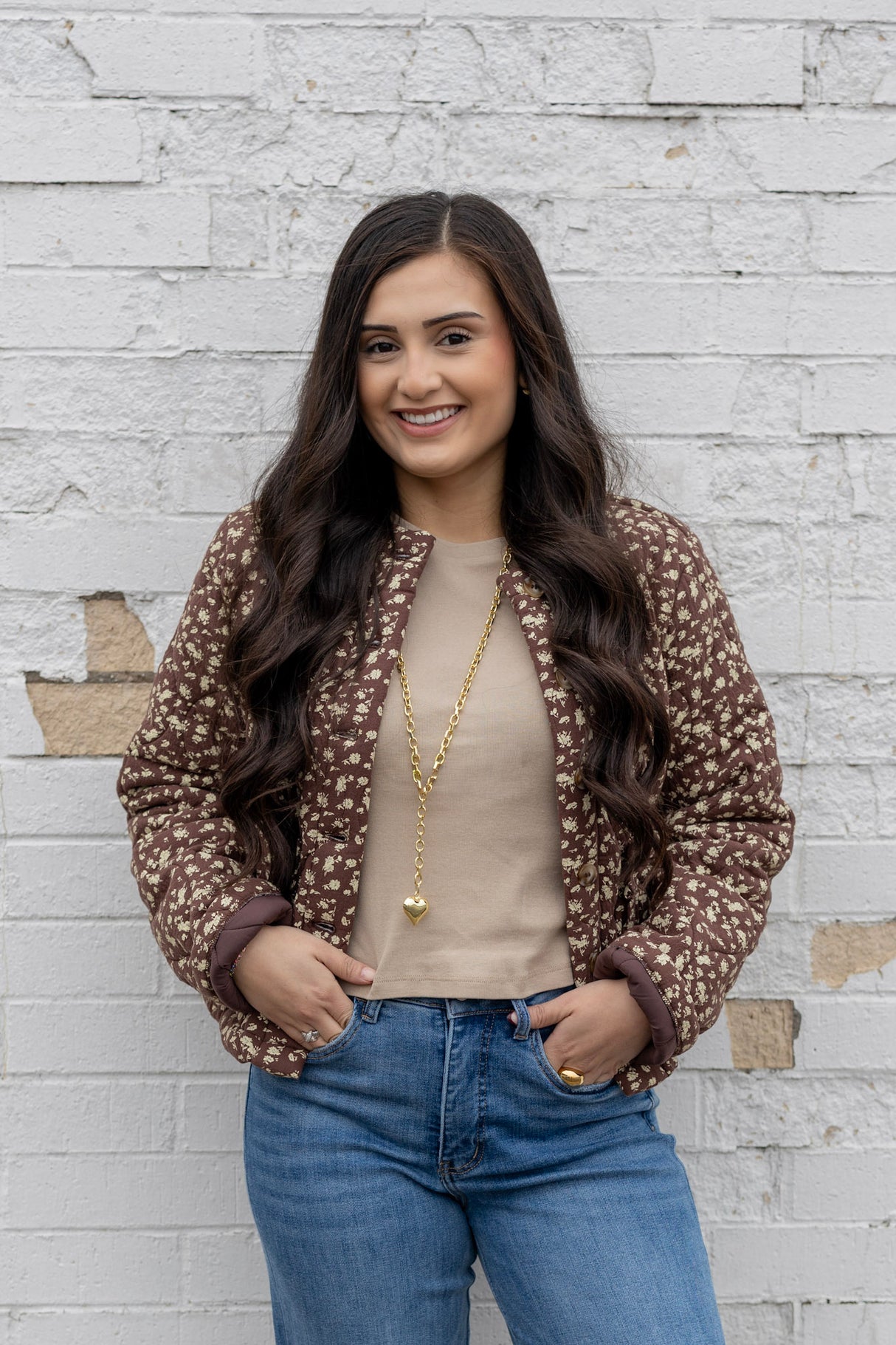 FLOWER PRINT PADDED JACKET