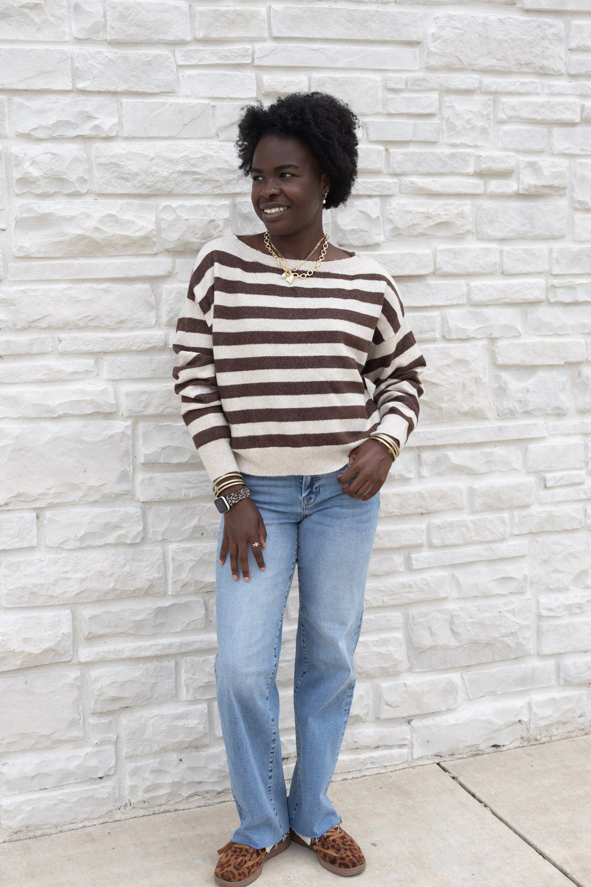 Striped Boat Neck Sweater