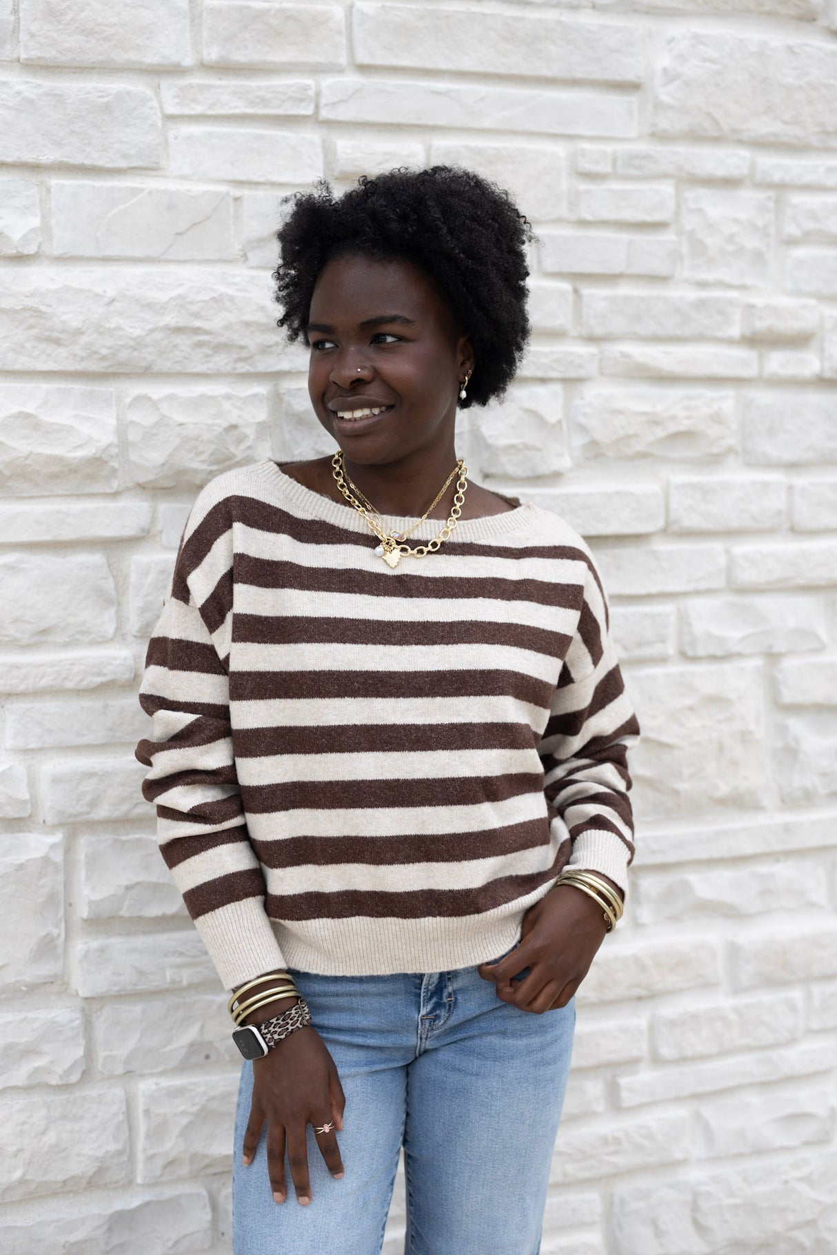 Striped Boat Neck Sweater