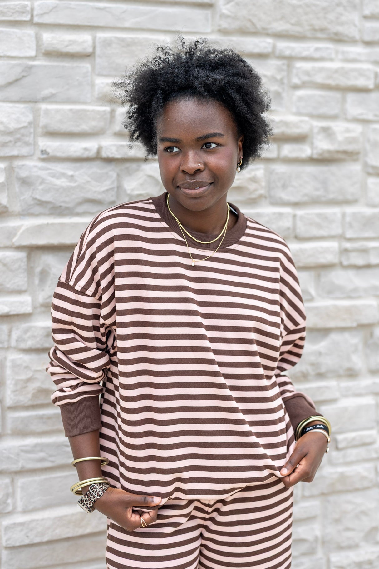 Striped Oversized Long Sleeve Top