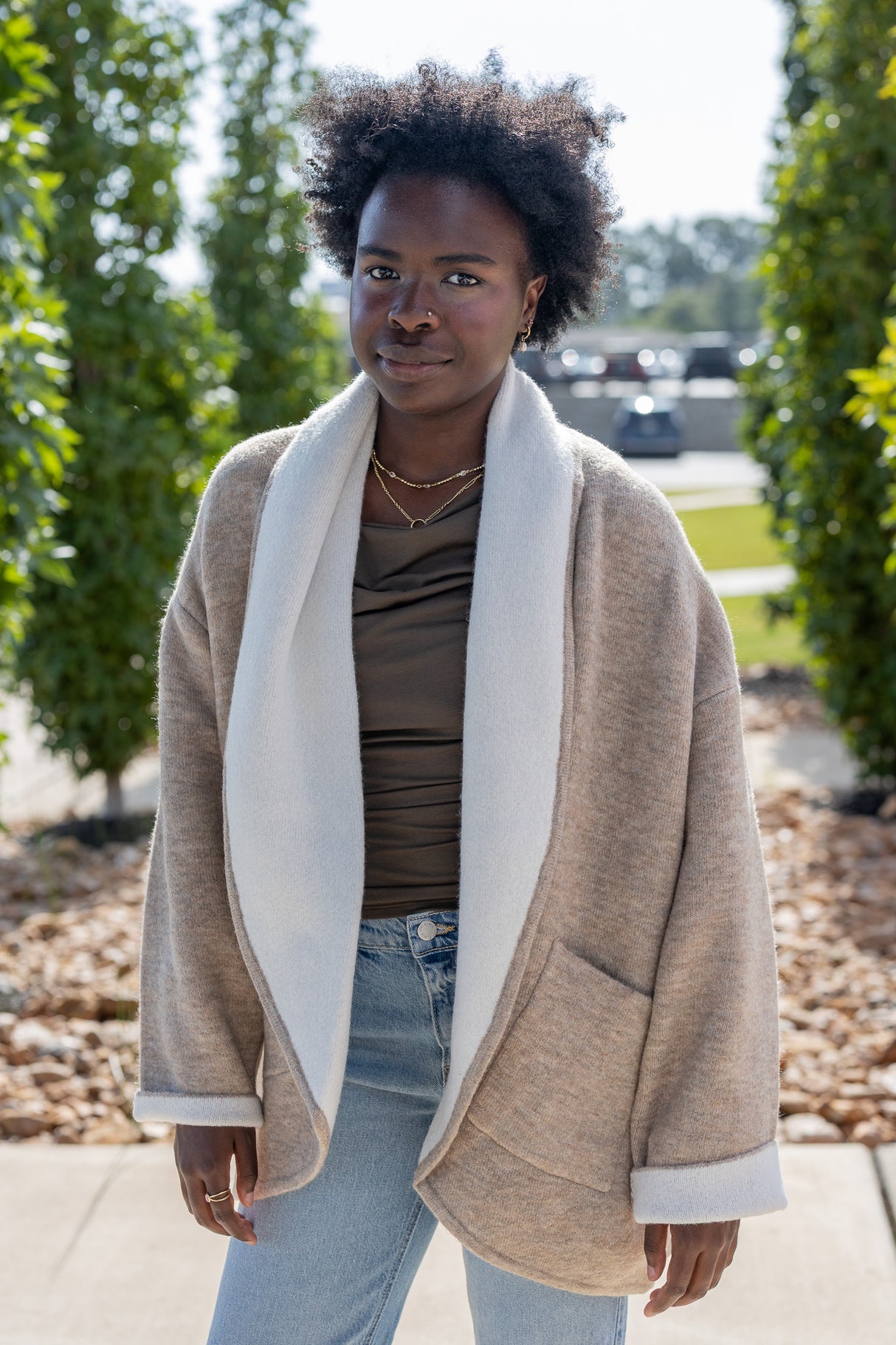 Two Tone Oversized Cardigan