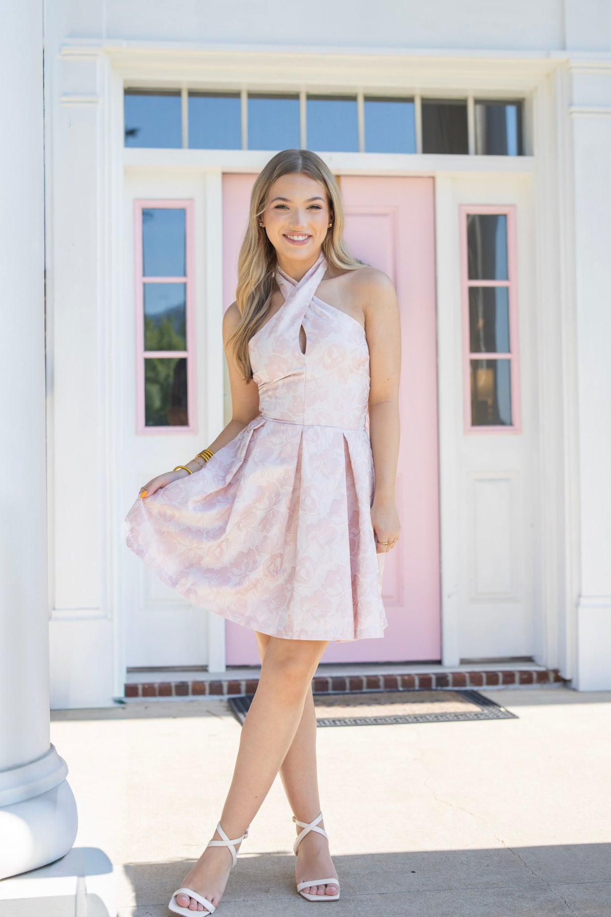 Jacquard Pleated W/ Chiffon Ribbon