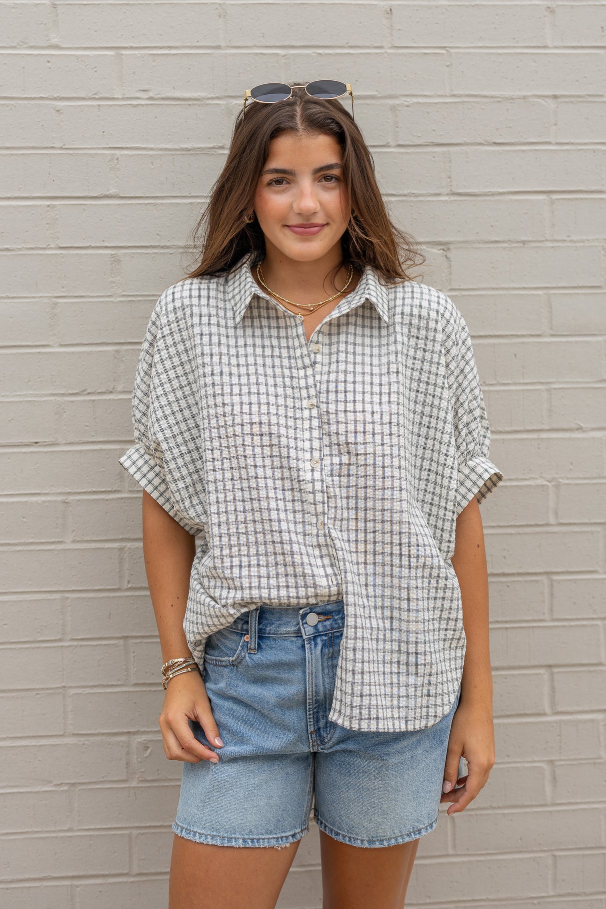 Checkered Seersucker Button Down