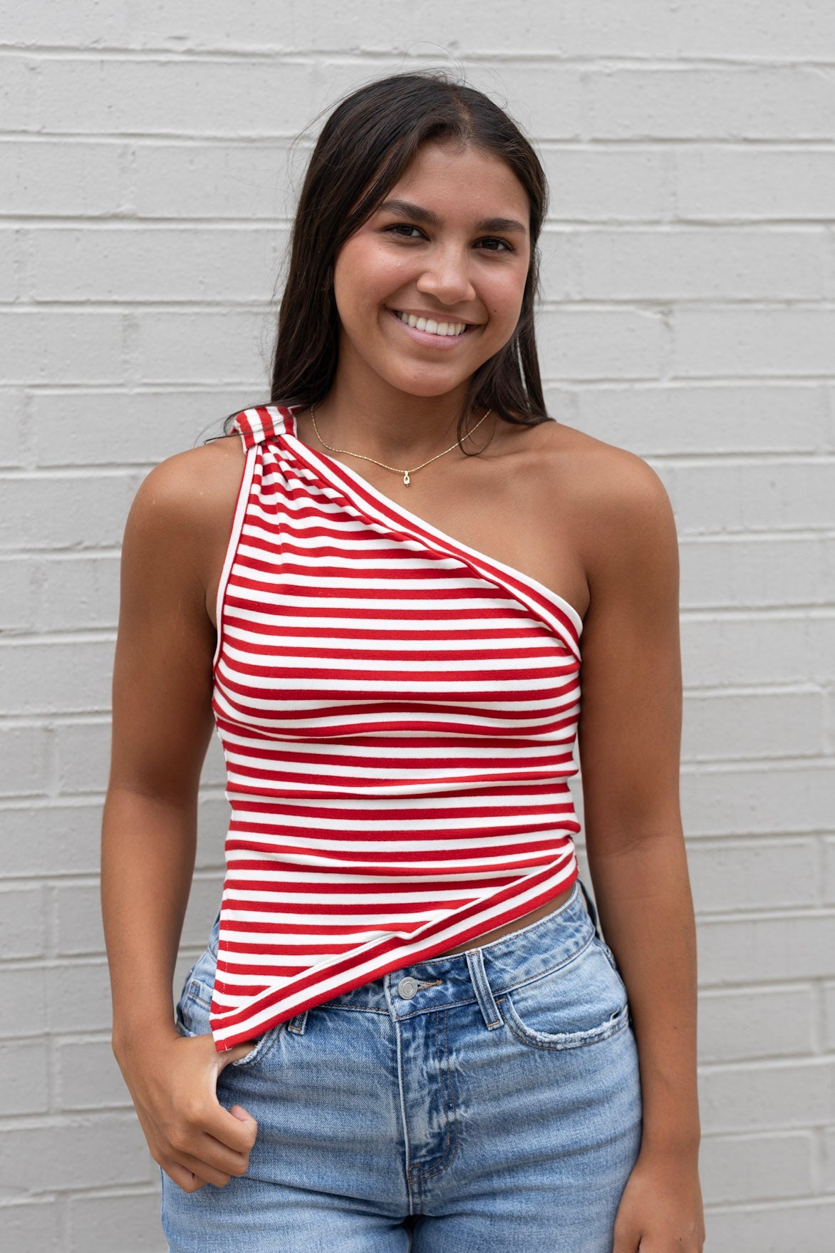 One Shoulder Stripe Top